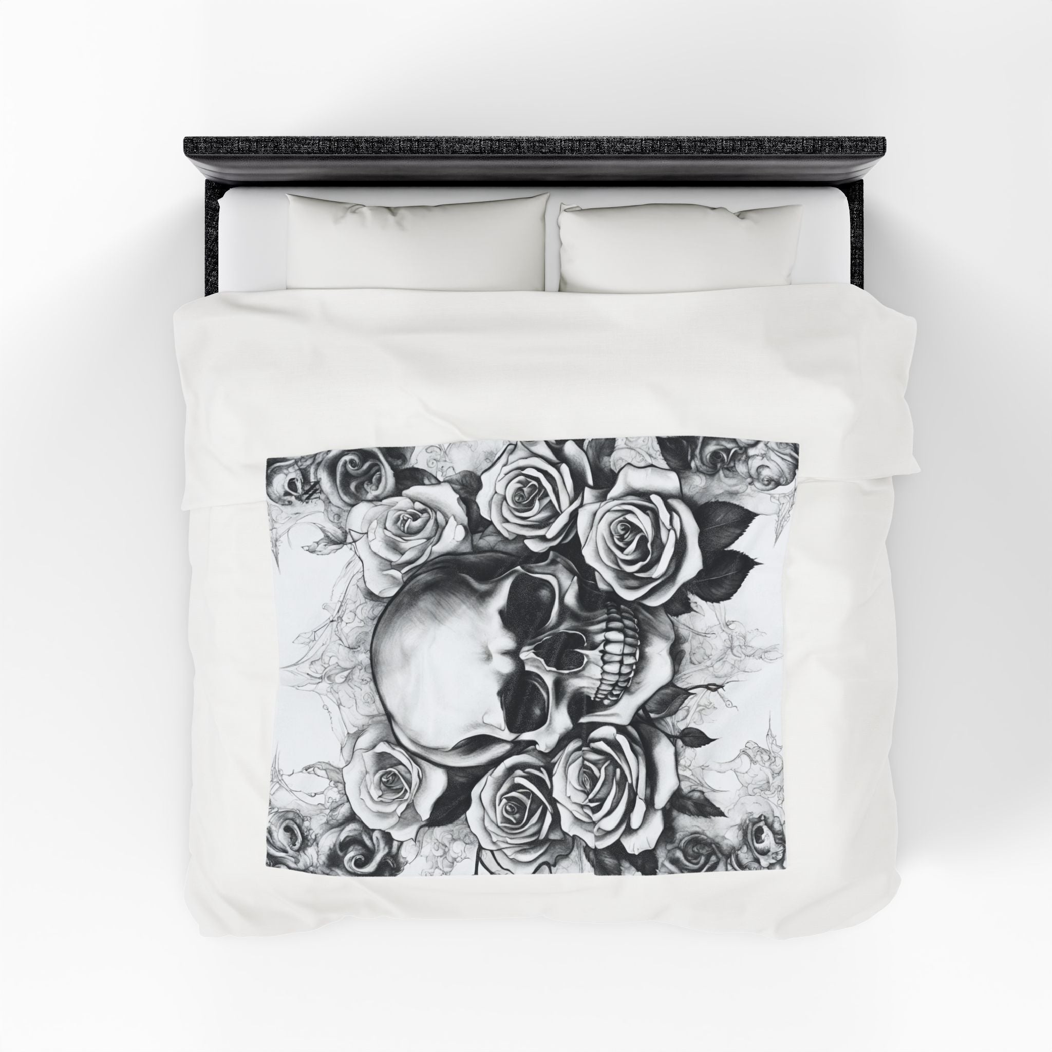 Grey Washed Skull & Roses | Mix & Match Soft Fun-Flirty Lovers’ Blankets