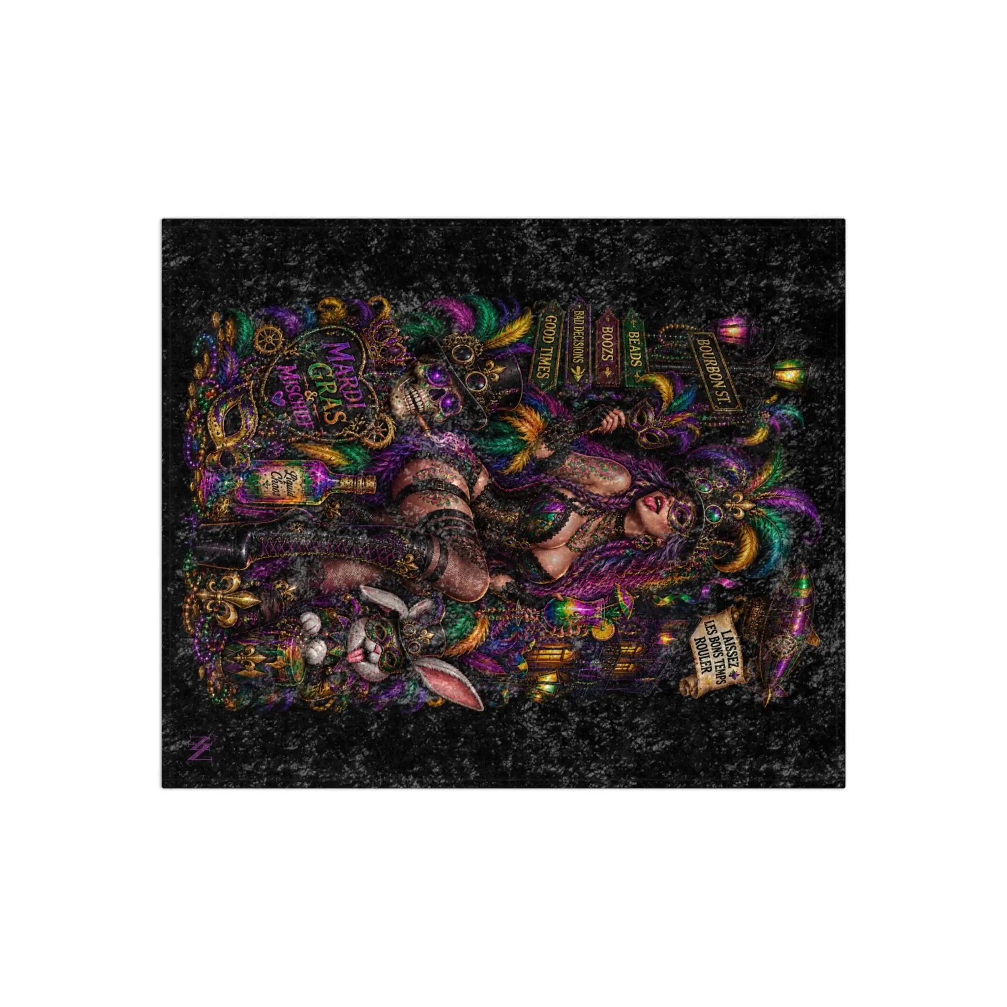 Mardi Gras Wicked Fantasy | Nectar Napkins Fun-Flirty Lovers’ Crushed Velvet Blankets