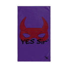 Yes Sir’ Red Mask Horns Purple | Mix & Match Classic Fun-Flirty Lovers’ Towels