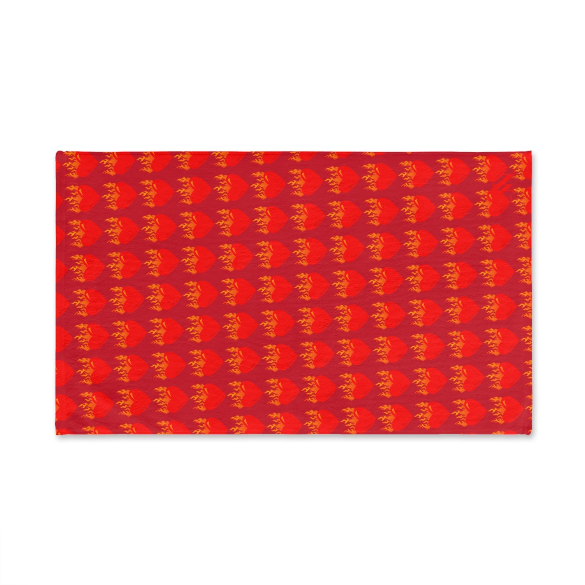 Red Flaming Heart Red Print Cum Towel
