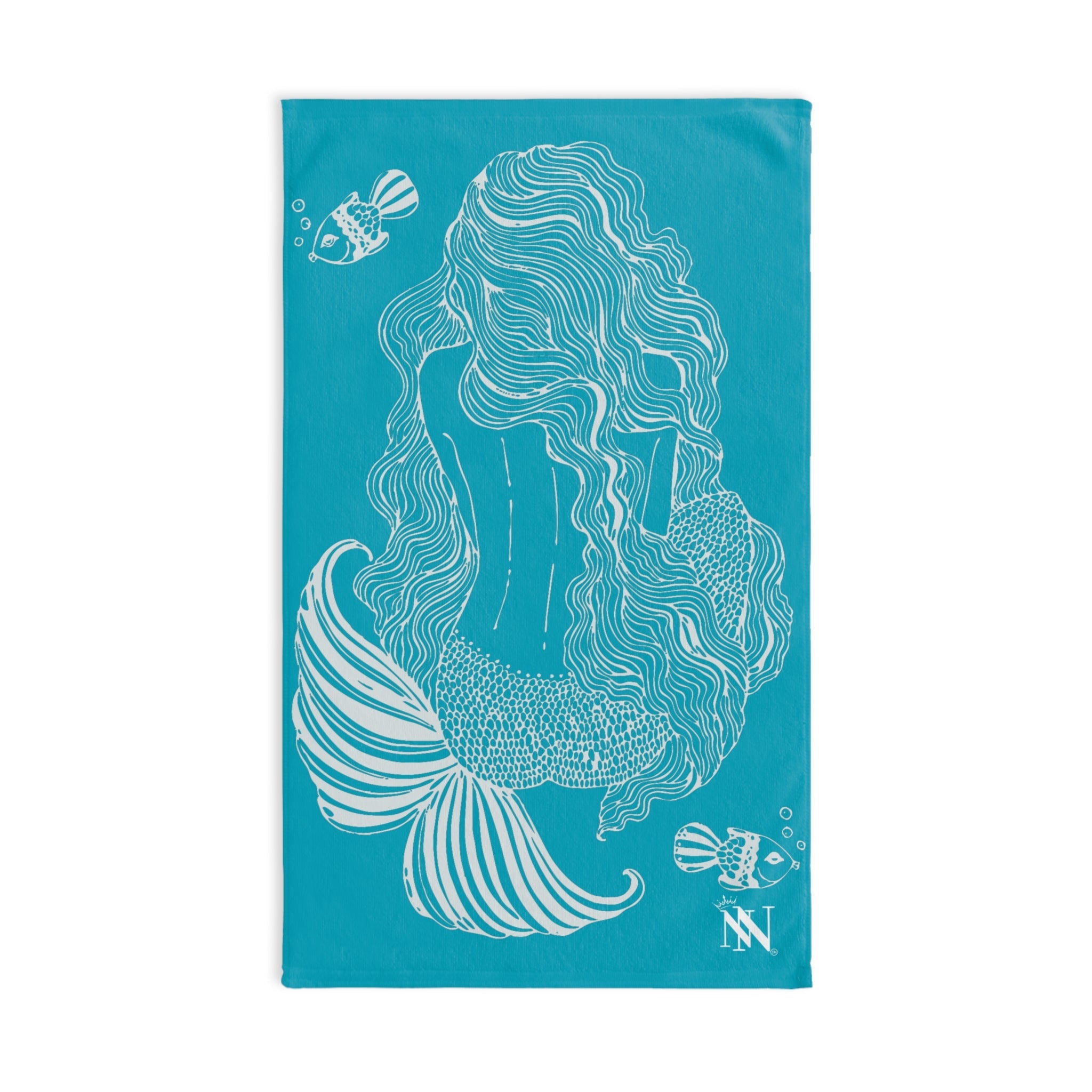 Mermaid Sitting Her Back Turned Teal Cum Towel