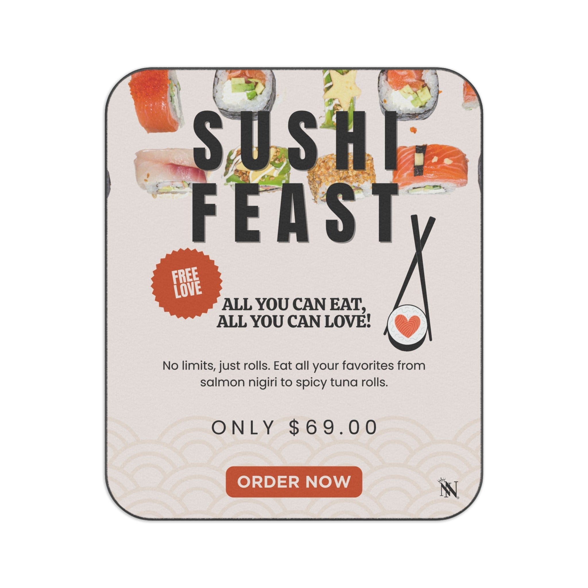 Sushi Feast | Mix Match Fun-Flirty Lovers’ Water-Resistant Blankets