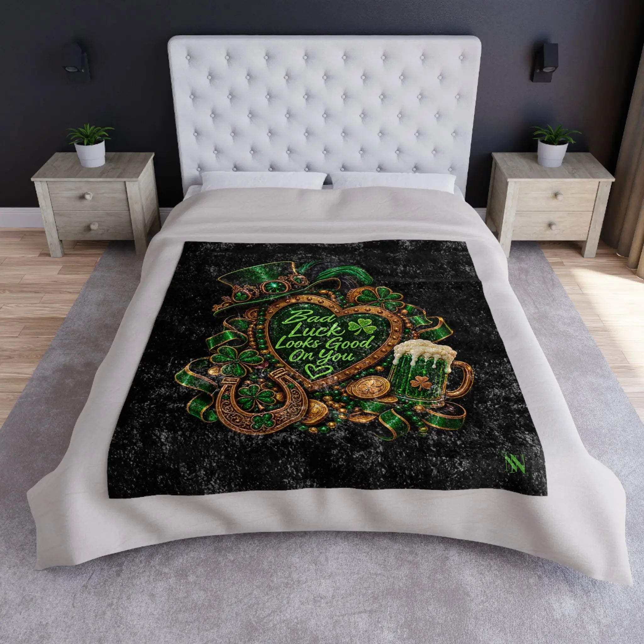 Bad Luck Looks Good on You Irish Crushed Velvet Blanket