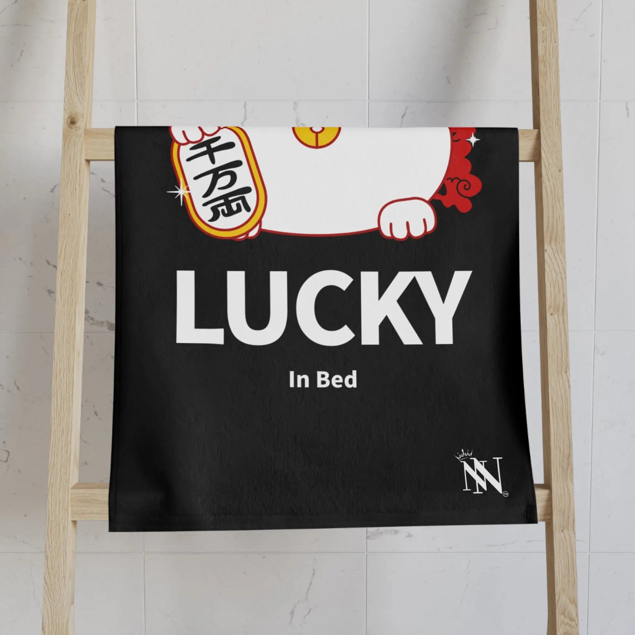 Lucky In Bed Beckoning Cat | Mix & Match Classic Fun-Flirty Lovers’ Towels