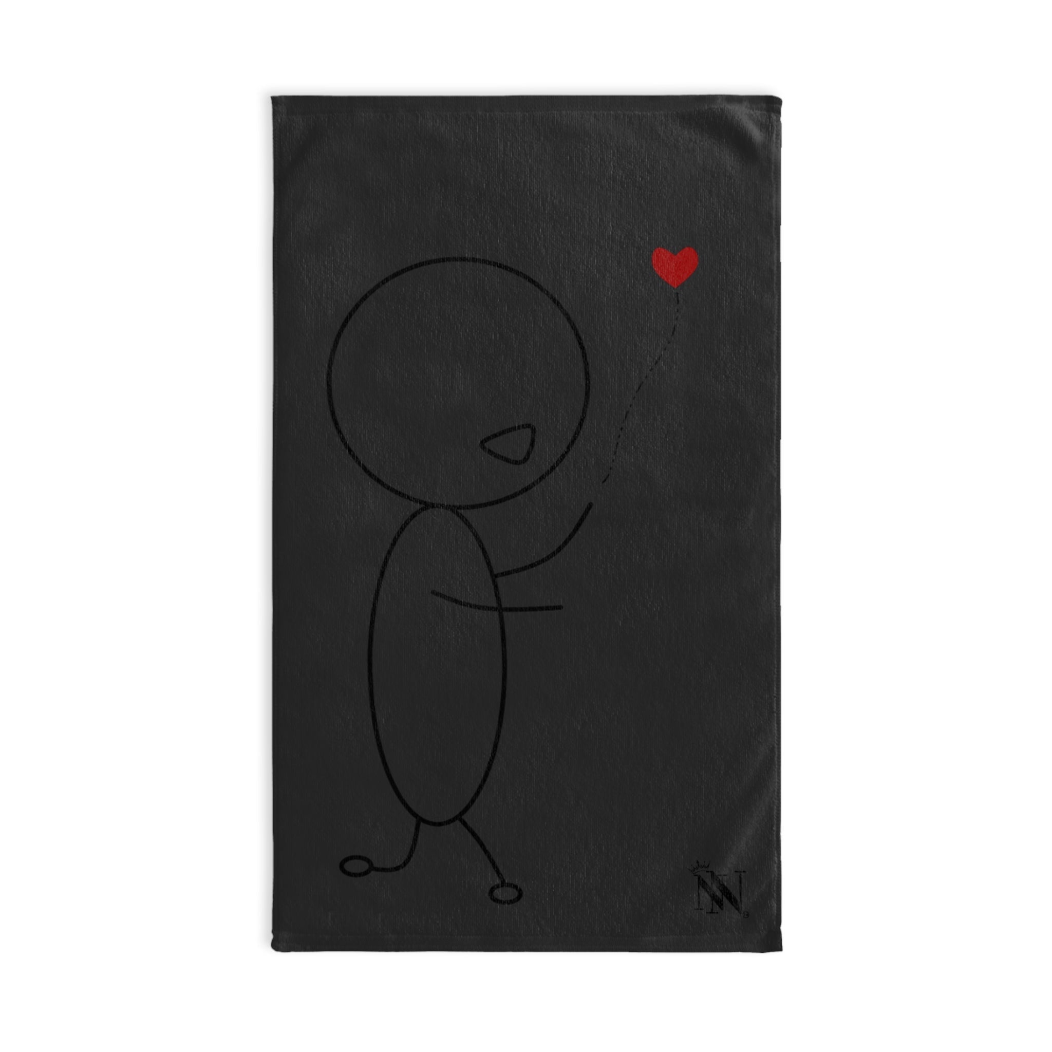 Stick Man Heart Balloon Dark Grey Cum Towel