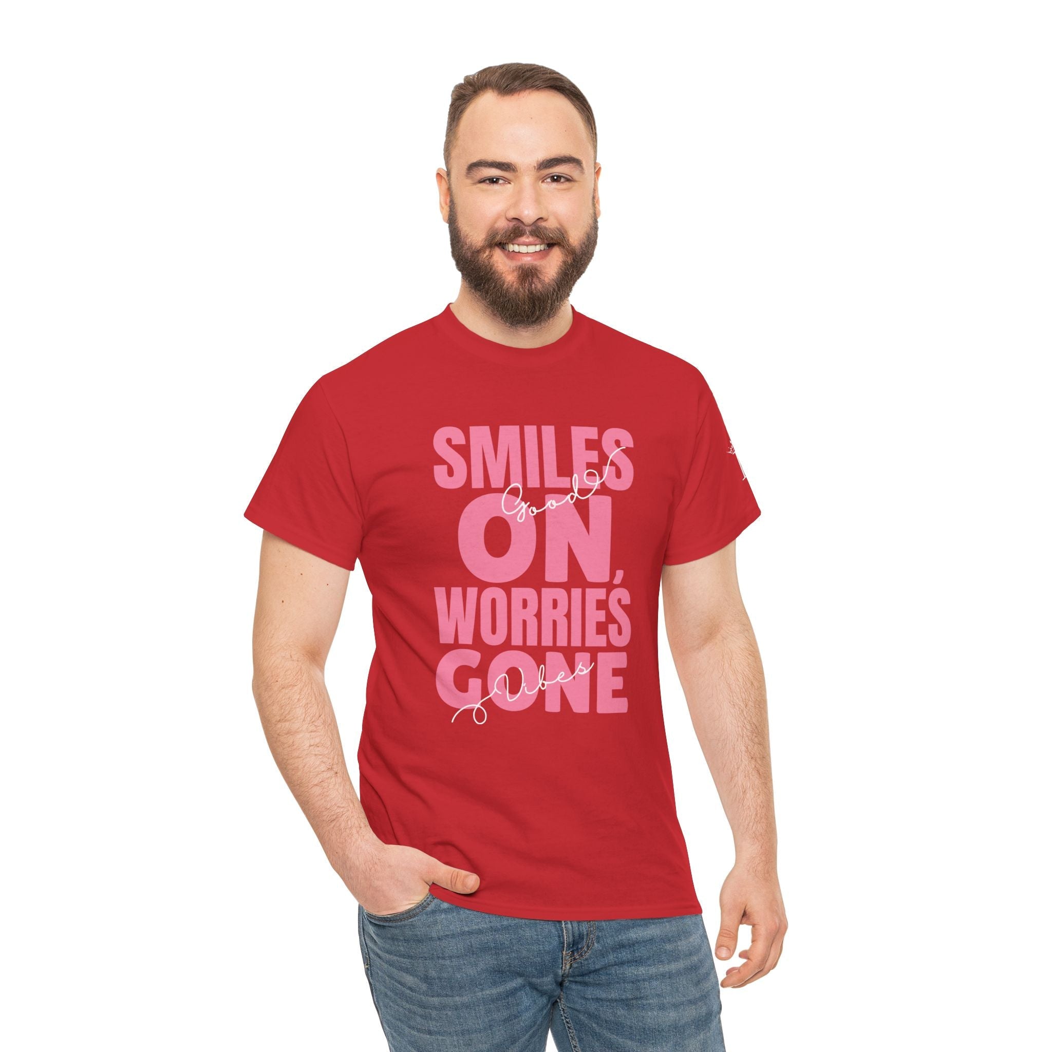 Smiles On Worries Gone Good Vibes | Mix & Match Cotton Unisex Fun-Flirty Lovers’ T-Shirts