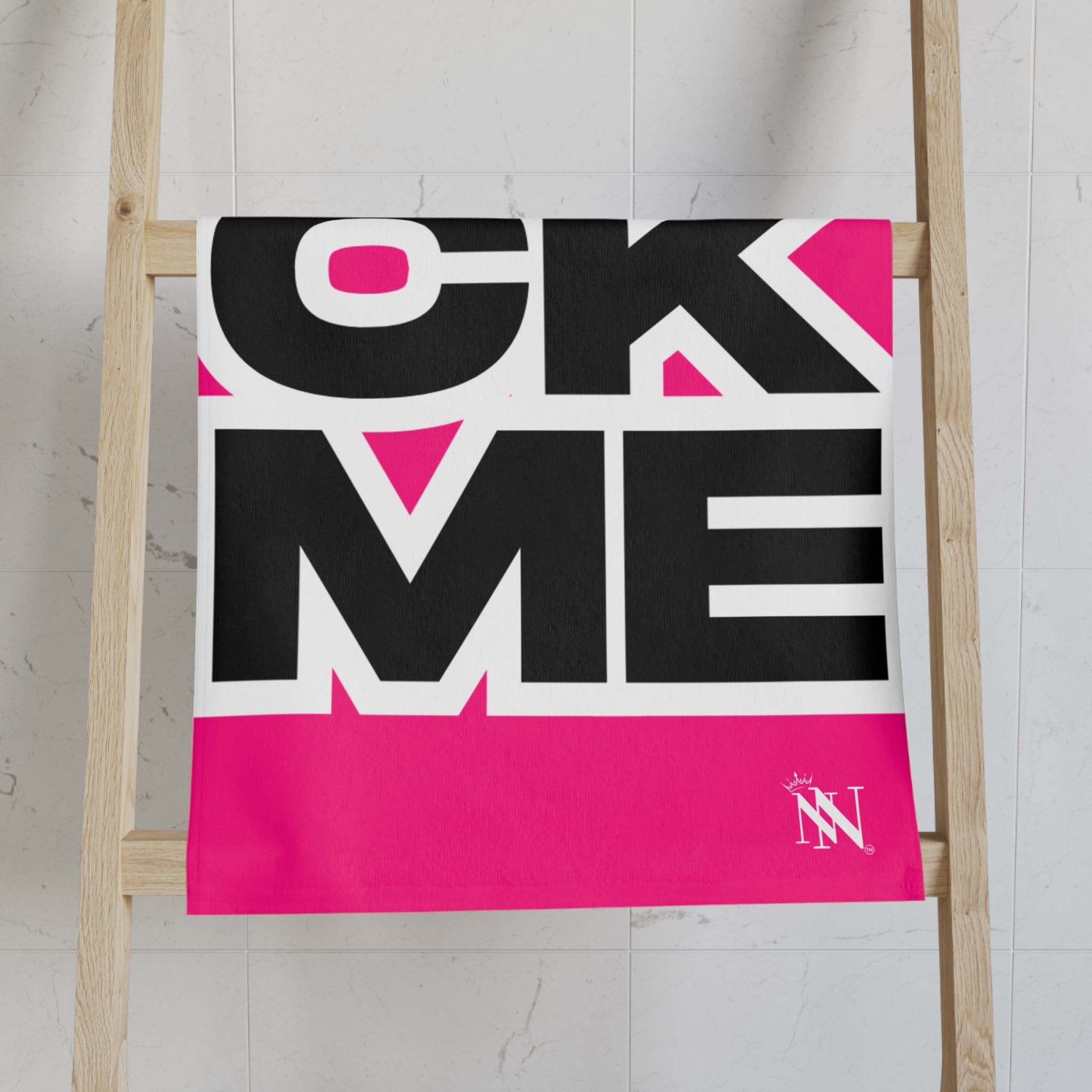 SUCK ME Block Letter Signature Pink Cum Towel