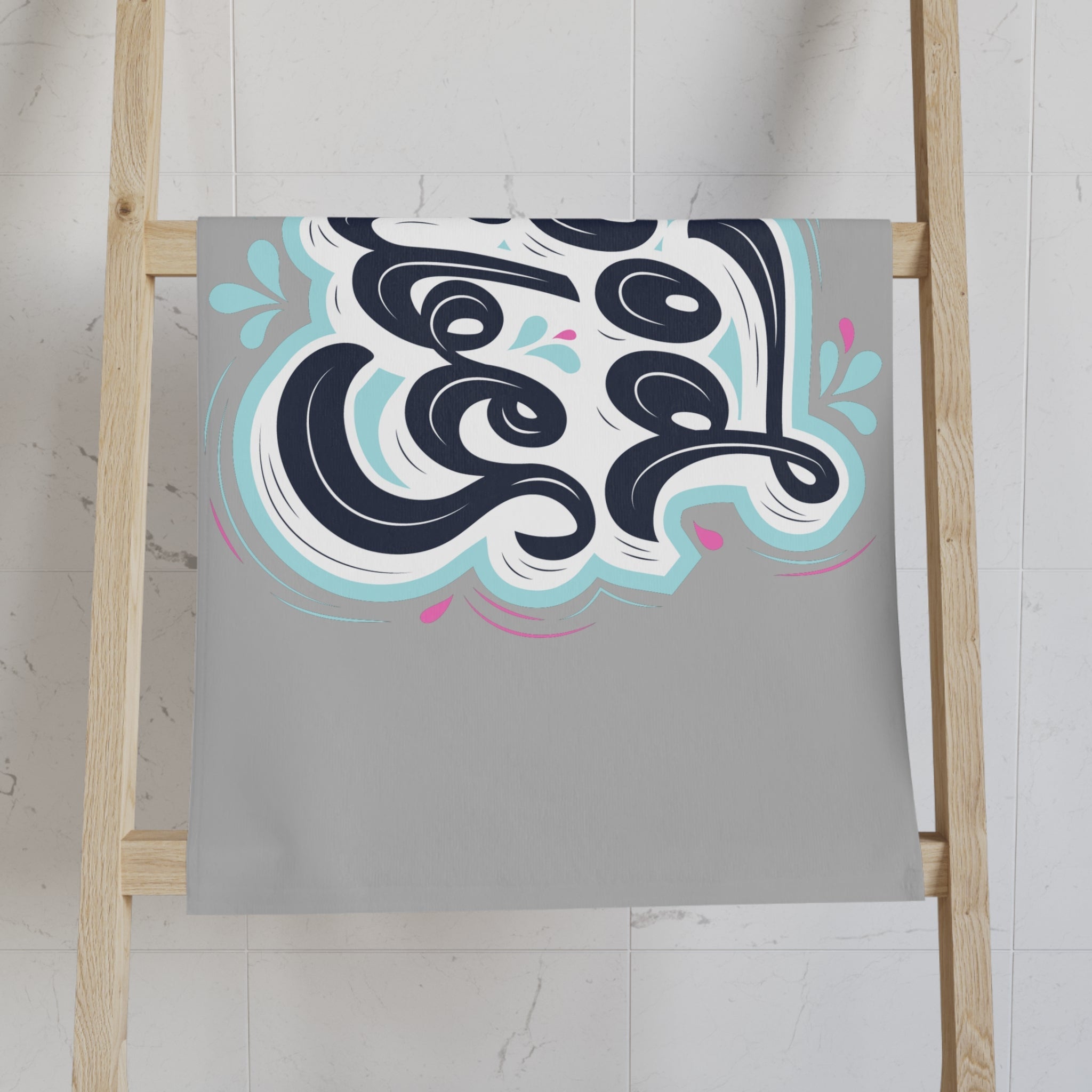 Good Vibes Blue Splash Light Grey Cum Towel