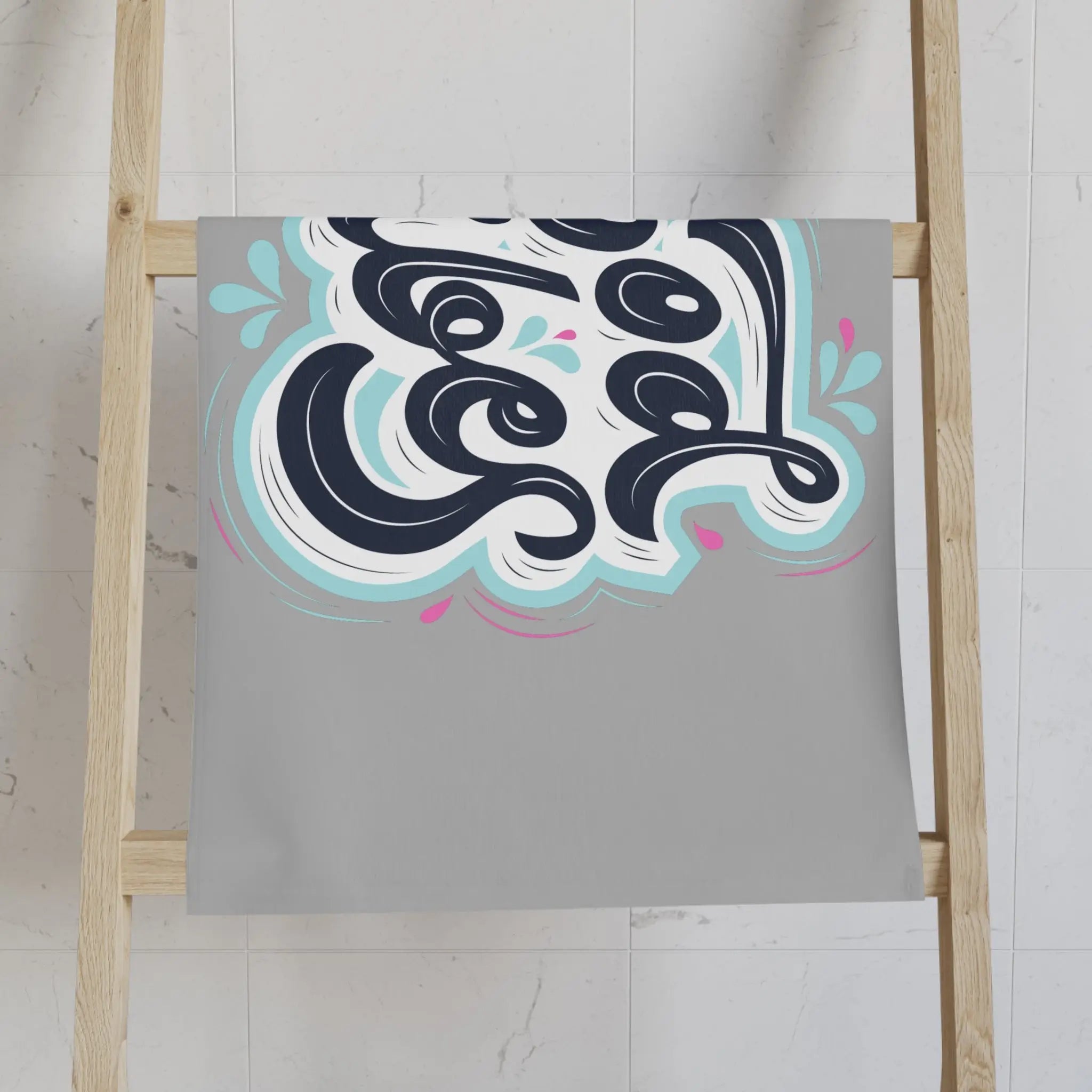 Good Vibes Blue Splash Light Grey Cum Towel