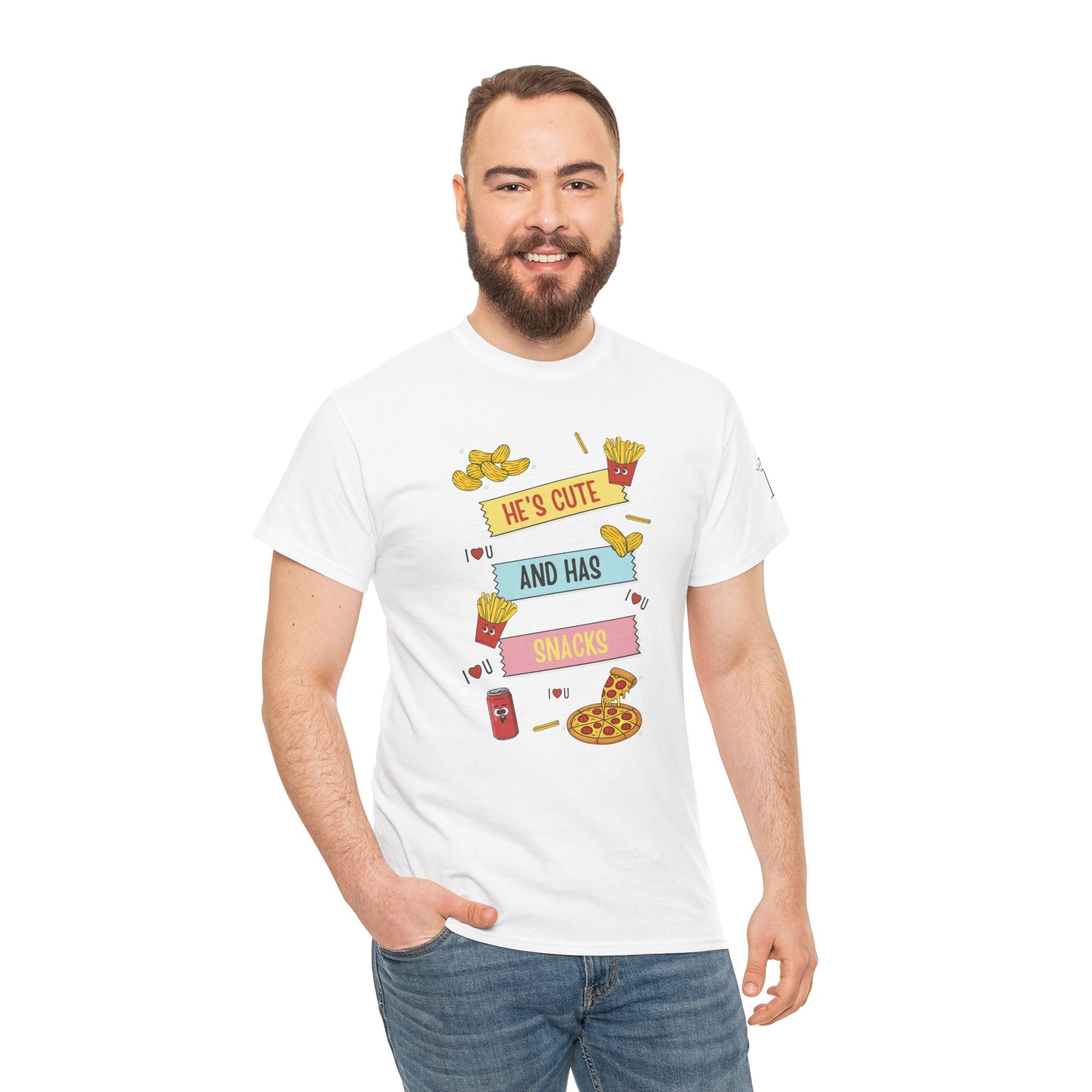 He’s Cute and Has Snacks | Mix & Match Cotton Unisex Fun-Flirty Lovers’ T-Shirts