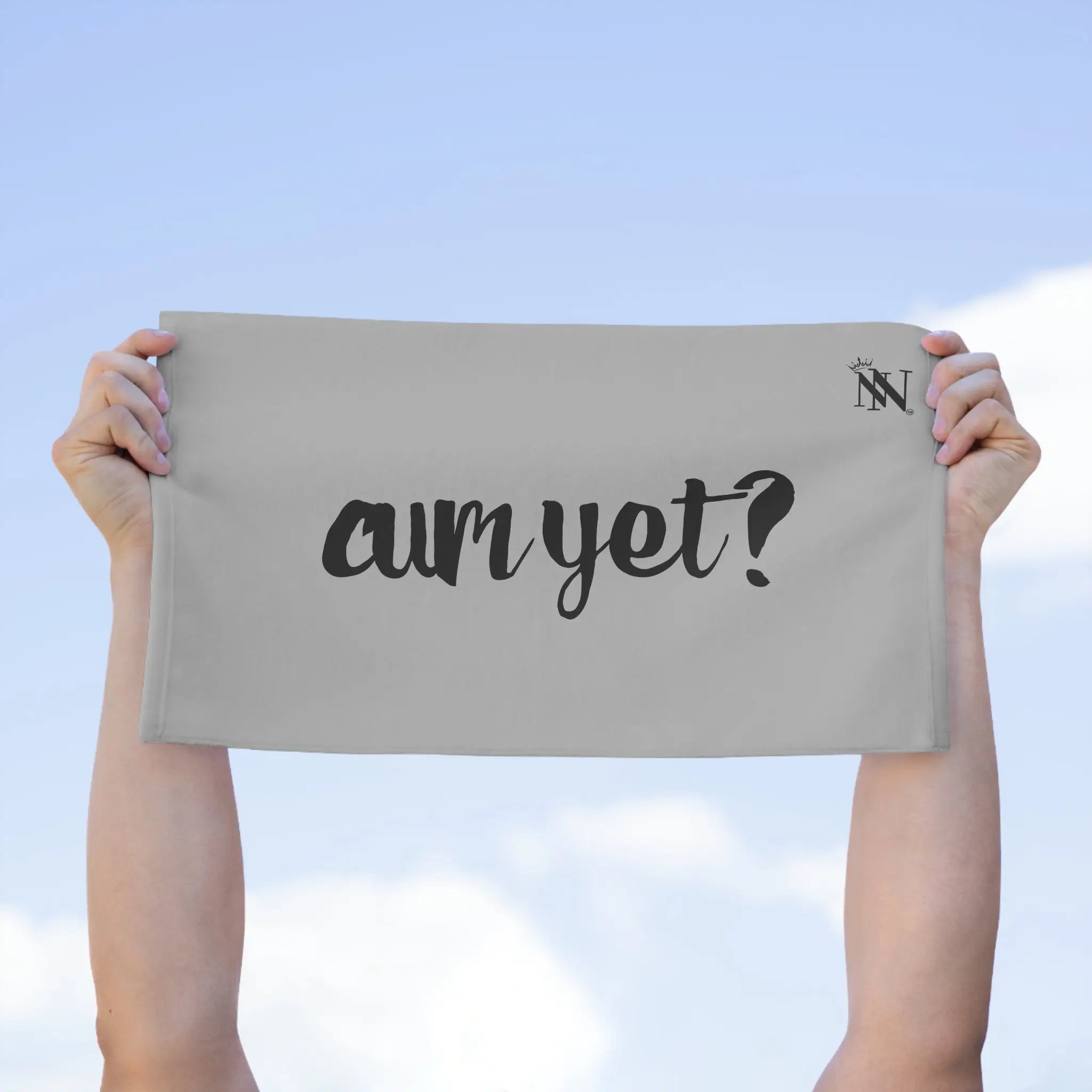Cum Yet? Silver | Mix & Match Soft Fun-Flirty Lovers’ Towels