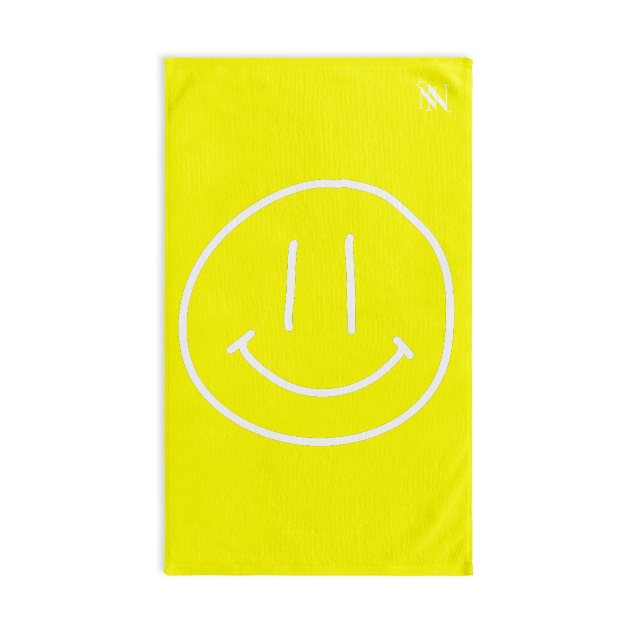 Happy Smiling Emoji Neon Yellow | Mix & Match Classic Fun-Flirty Lovers’ Towels
