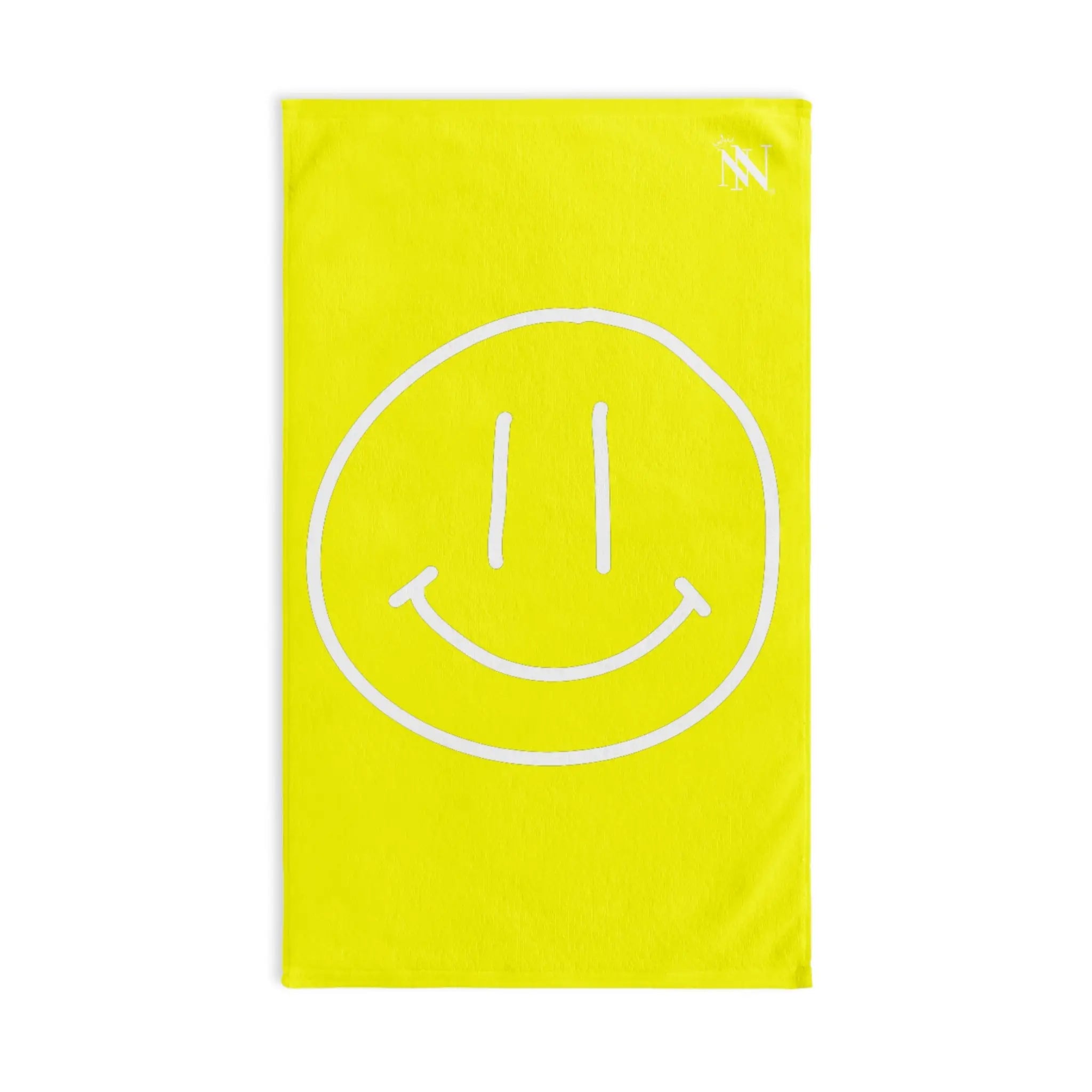 Happy Smiling Emoji Neon Yellow | Mix & Match Classic Fun-Flirty Lovers’ Towels