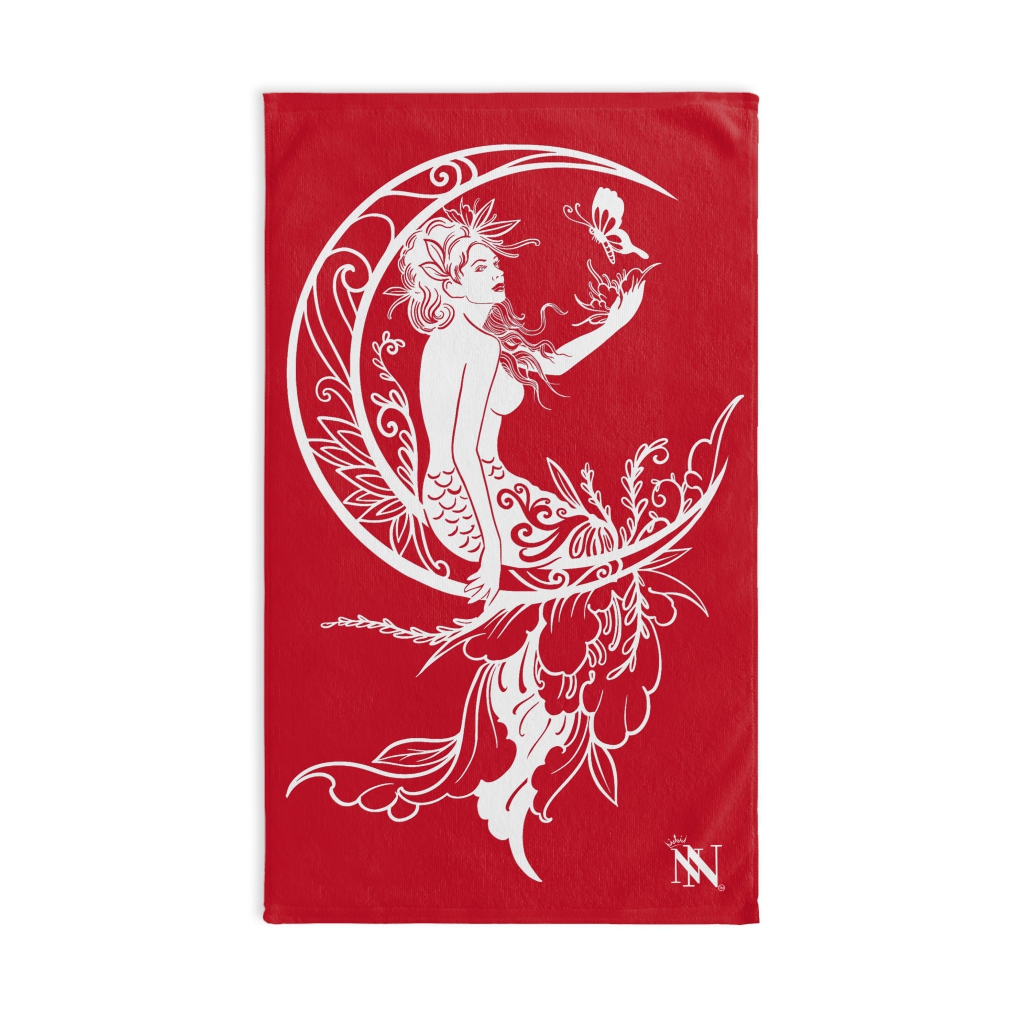Mermaid On Moon Red Cum Towel