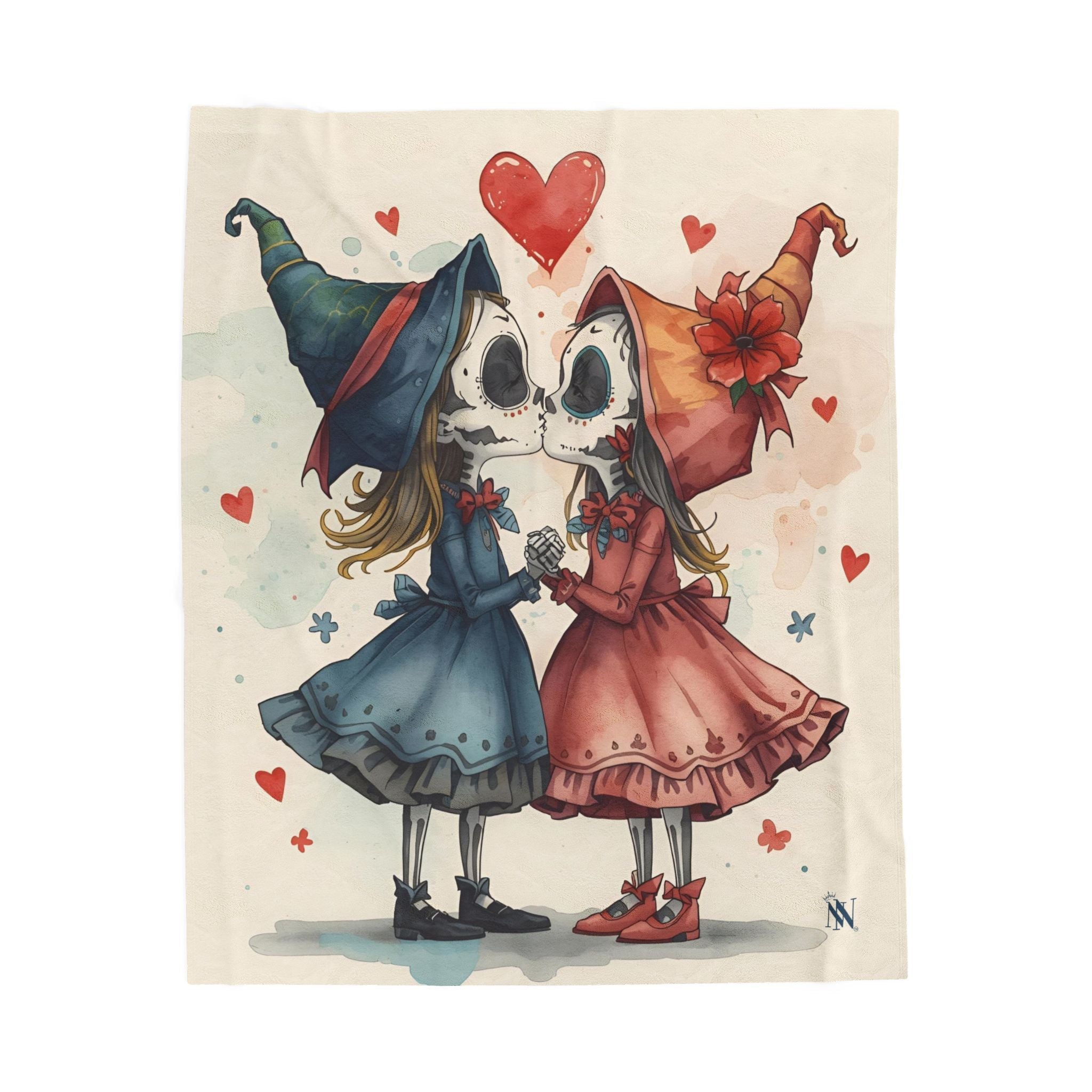 Kissing Witches Print | Mix & Match Velveteen Fun-Flirty Lovers’ Blankets