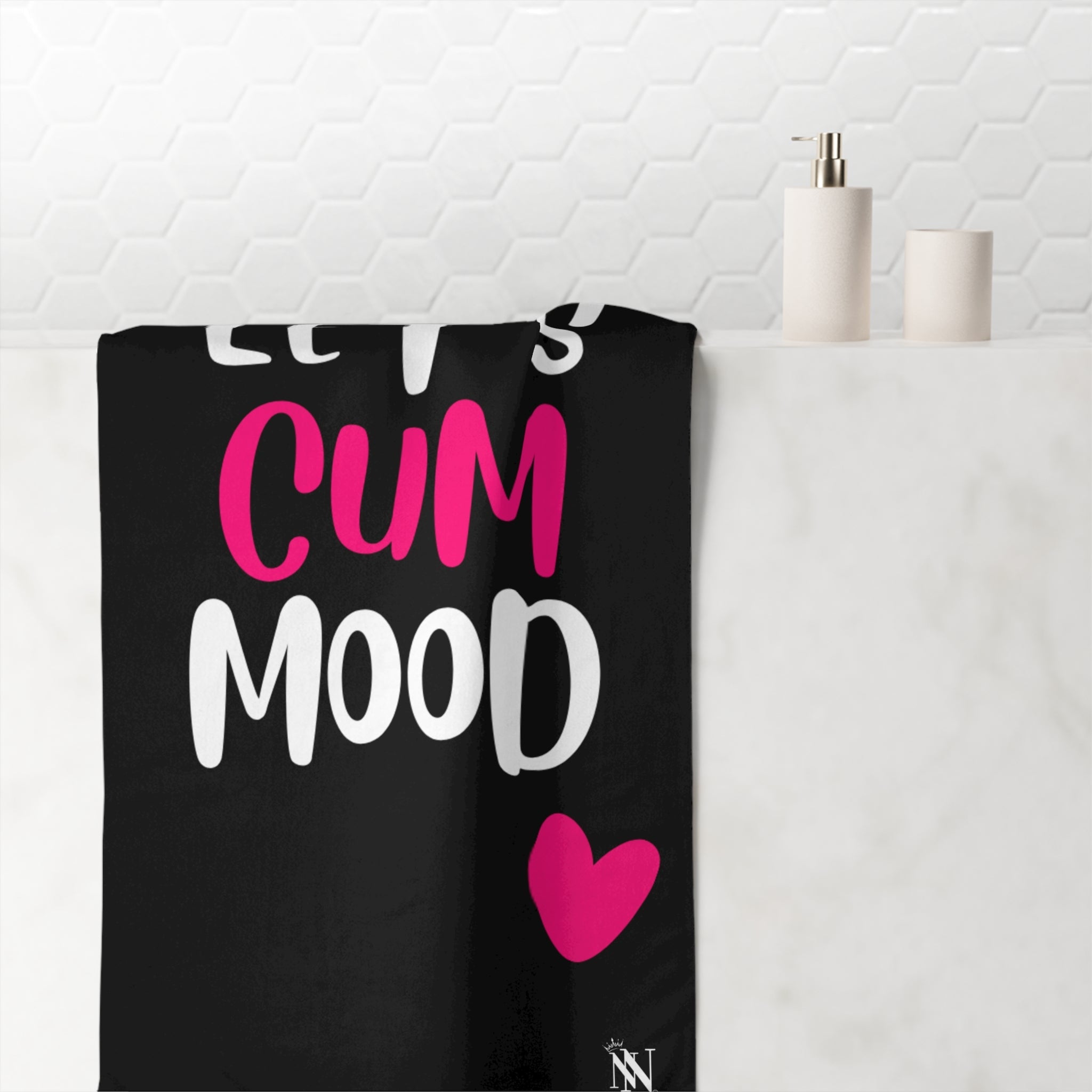Let’s Cum Mood Hearts Fun Over Sized Sex Towel