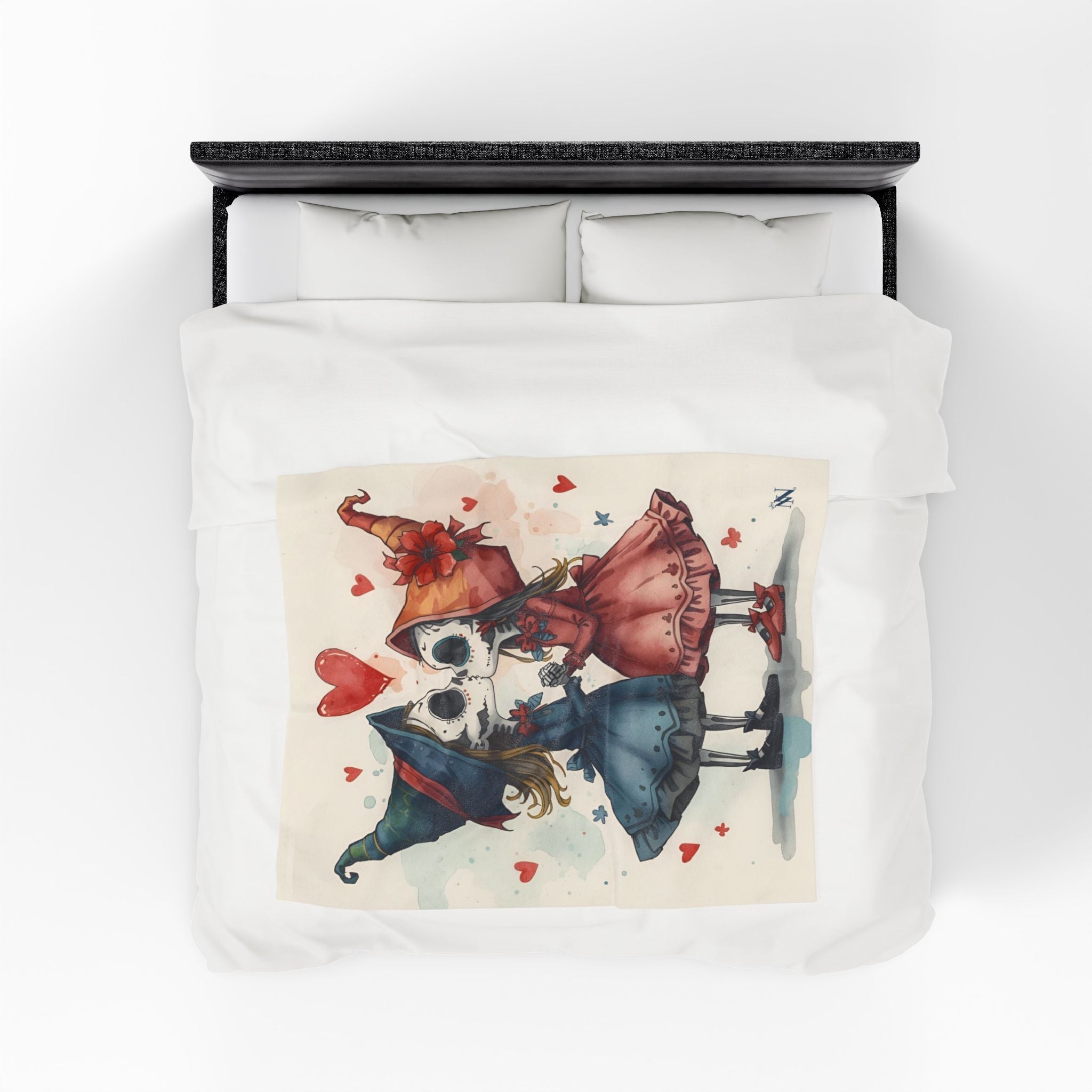 Kissing Witches Print | Mix & Match Velveteen Fun-Flirty Lovers’ Blankets