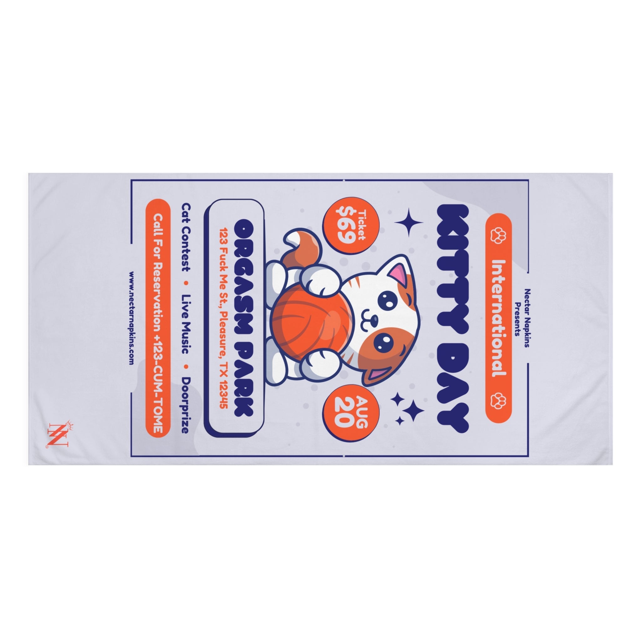 International Kitty Day Fun XL Cum Towel | Big Bold & Sexy Stylish