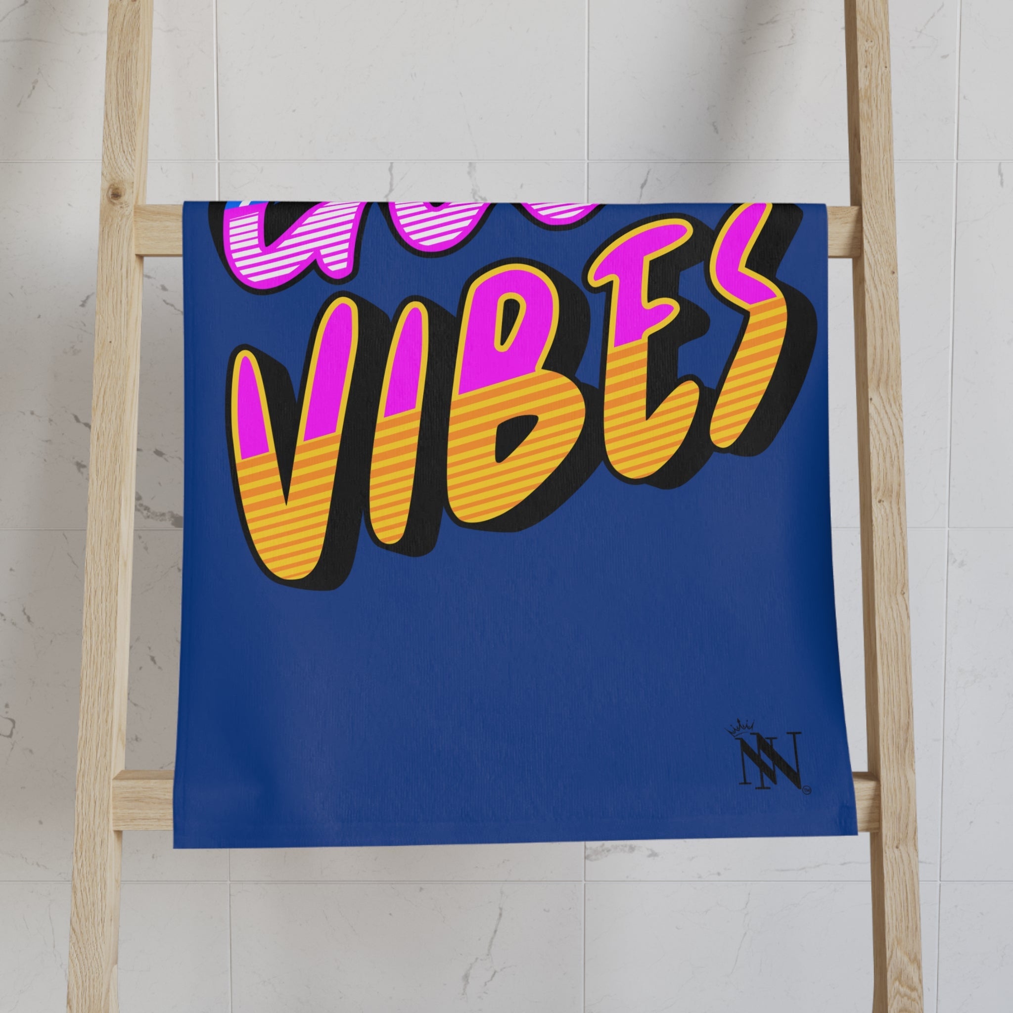 Neon Rainbow Good Vibes Blue Cum Towel