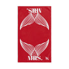 Mrs. Mrs. Mermaid Shareable Sides Red | Mix & Match Classic Fun-Flirty Lovers’ Towels