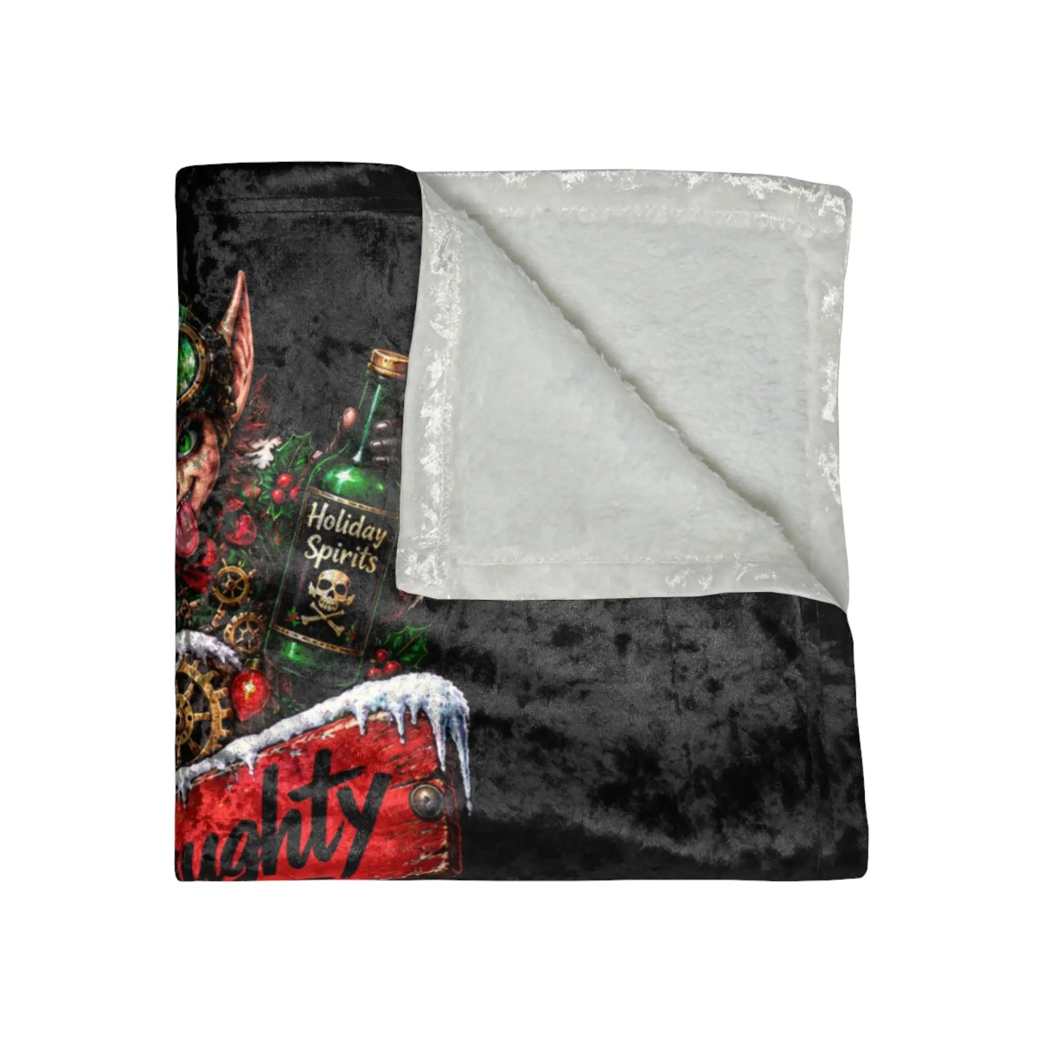 Naughty Nice Who Cares? Christmas | Nectar Napkins Fun-Flirty Lovers’ Crushed Velvet Blankets