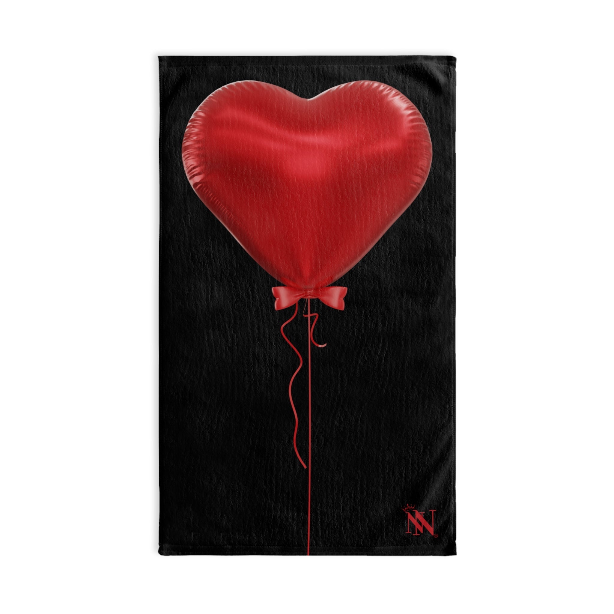Red Heart Balloon Bow 3D Print Black | Mix & Match Original Fun-Flirty Lovers’ Towels