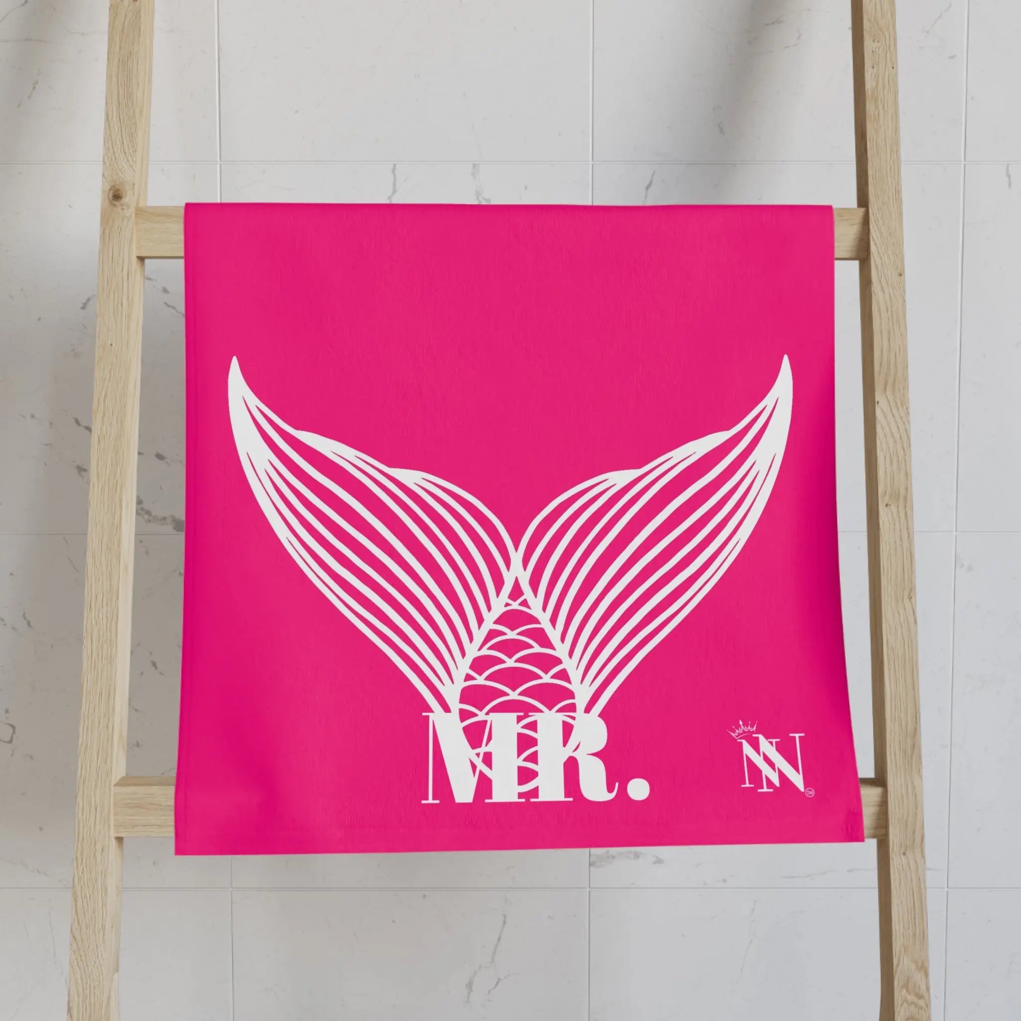 Mr. Mrs. Mermaid Shareable Sides Signature Pink Cum Towel