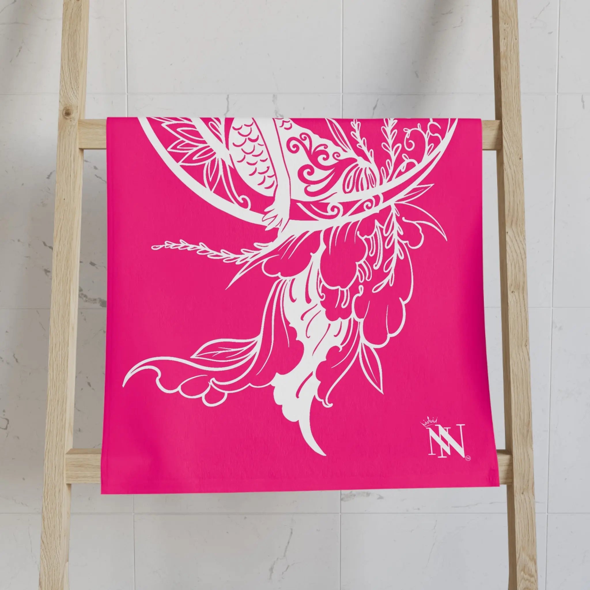 Mermaid On Moon Signature Pink Cum Towel