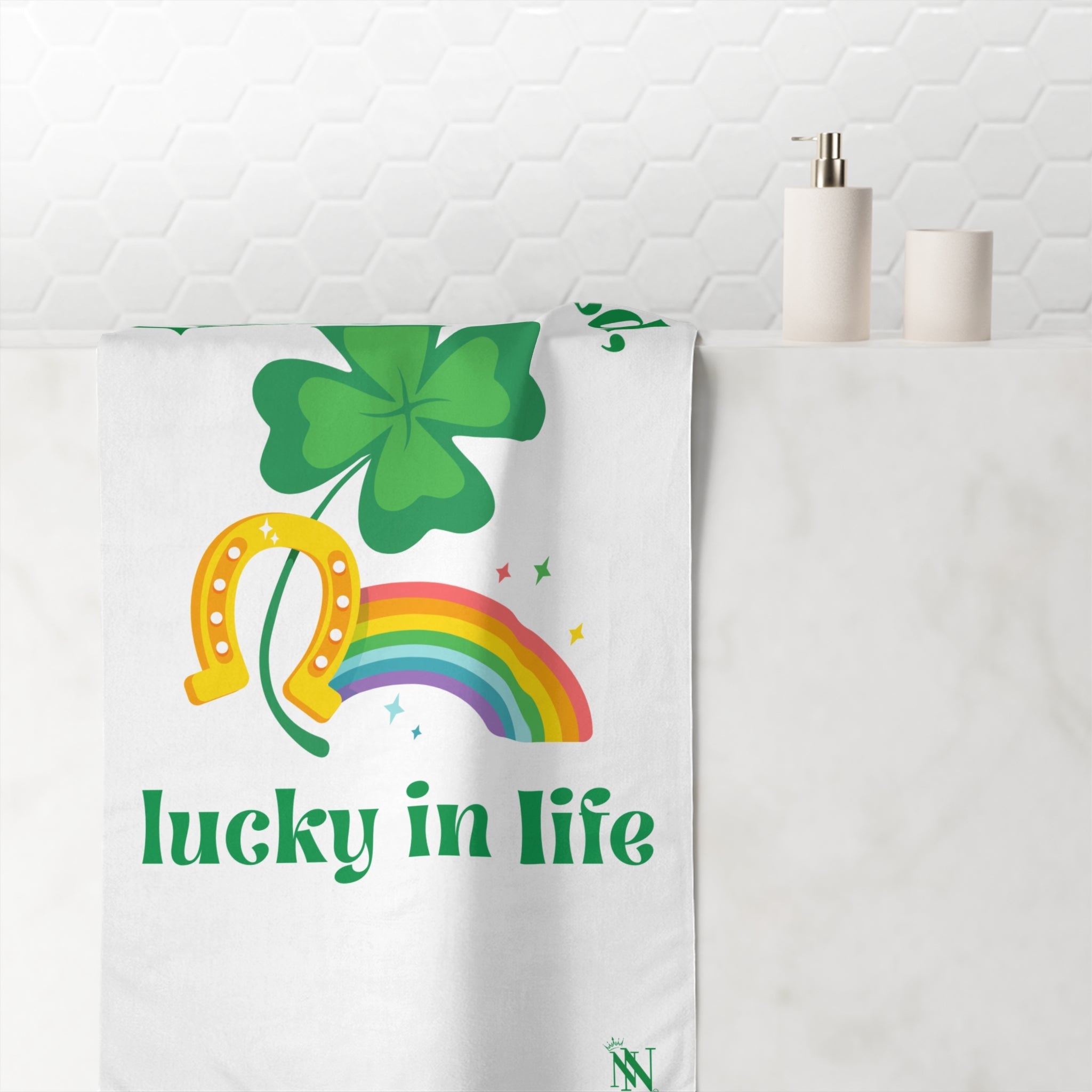 Lucky in Bed Lucky in Life St. Patrick’s Day | Mix & Match XL Fun-Flirty Lovers’ Towels