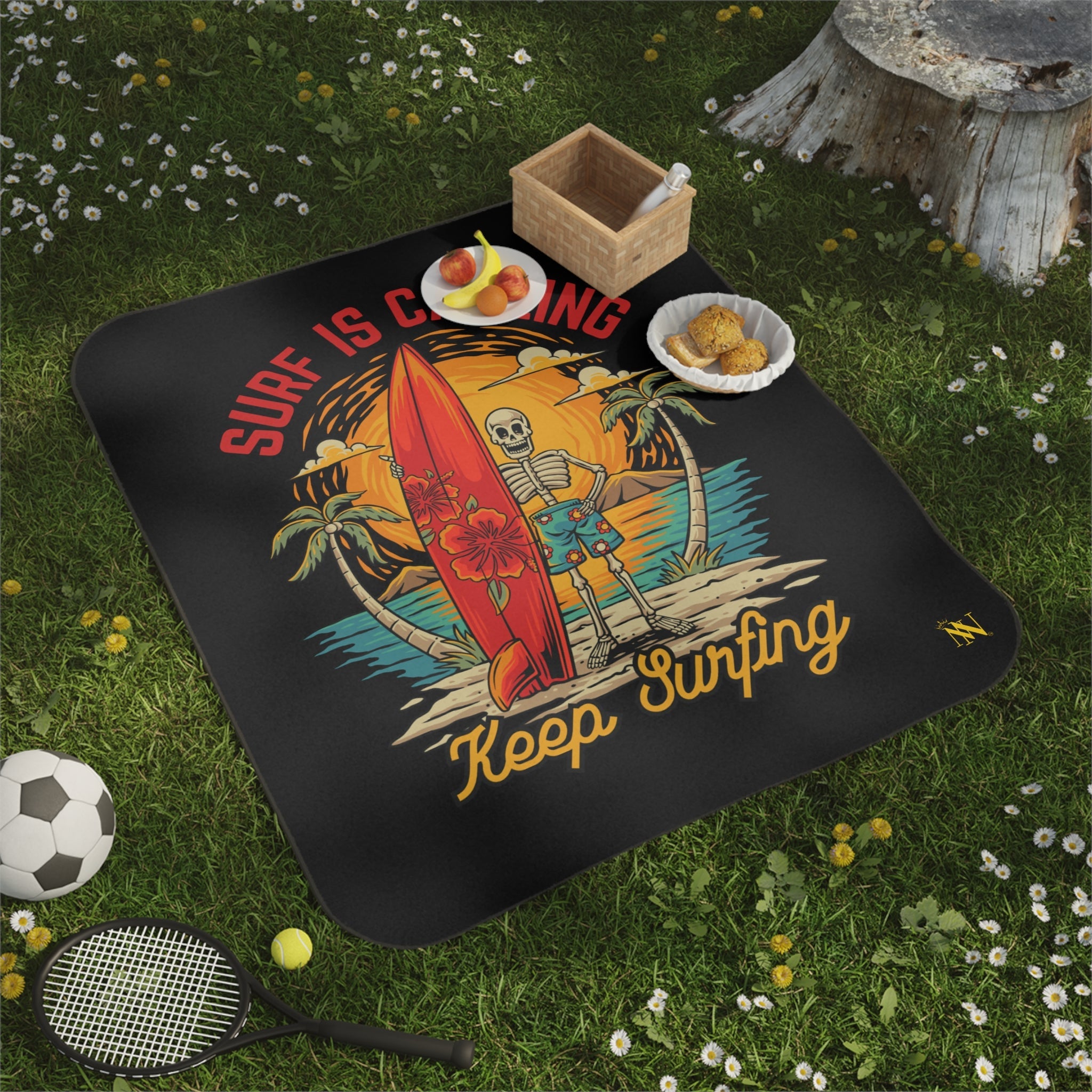 Keep Surfing Skeleton Beach | Mix Match Fun-Flirty Lovers’ Water-Resistant Blankets
