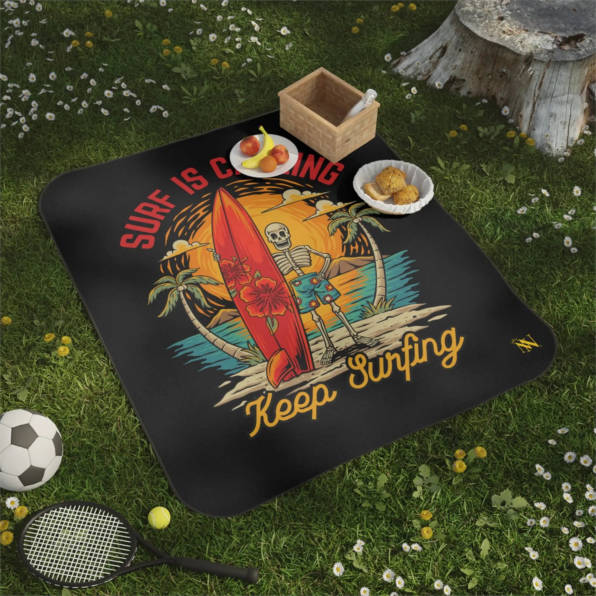 Keep Surfing Skeleton Beach | Mix Match Fun-Flirty Lovers’ Water-Resistant Blankets