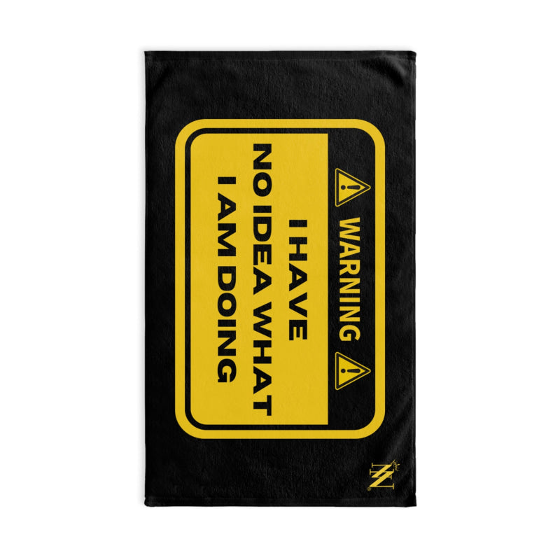 Warning No Idea Black | Mix & Match Original Fun-Flirty Lovers’ Towels