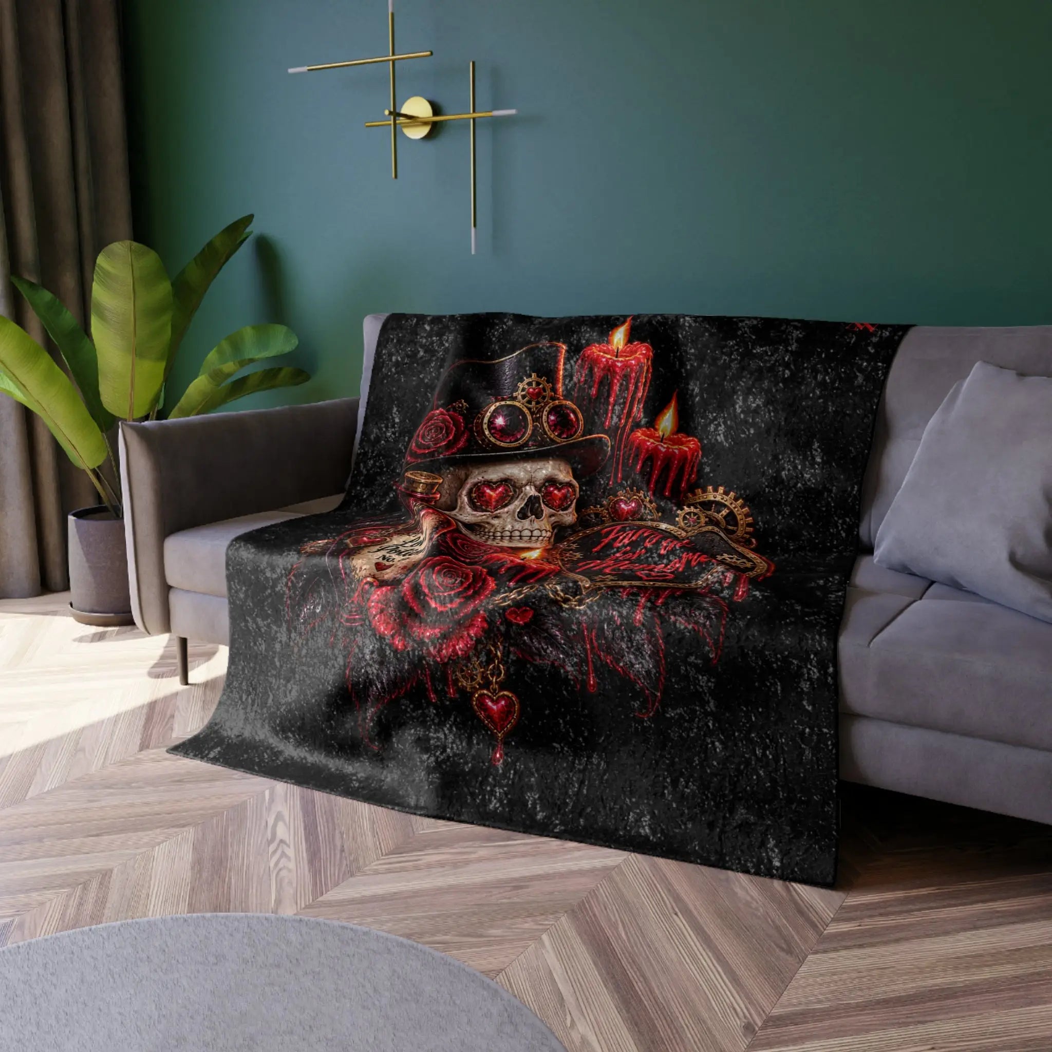 Fangs for the Memories Skull | Nectar Napkins Fun-Flirty Lovers’ Crushed Velvet Blankets