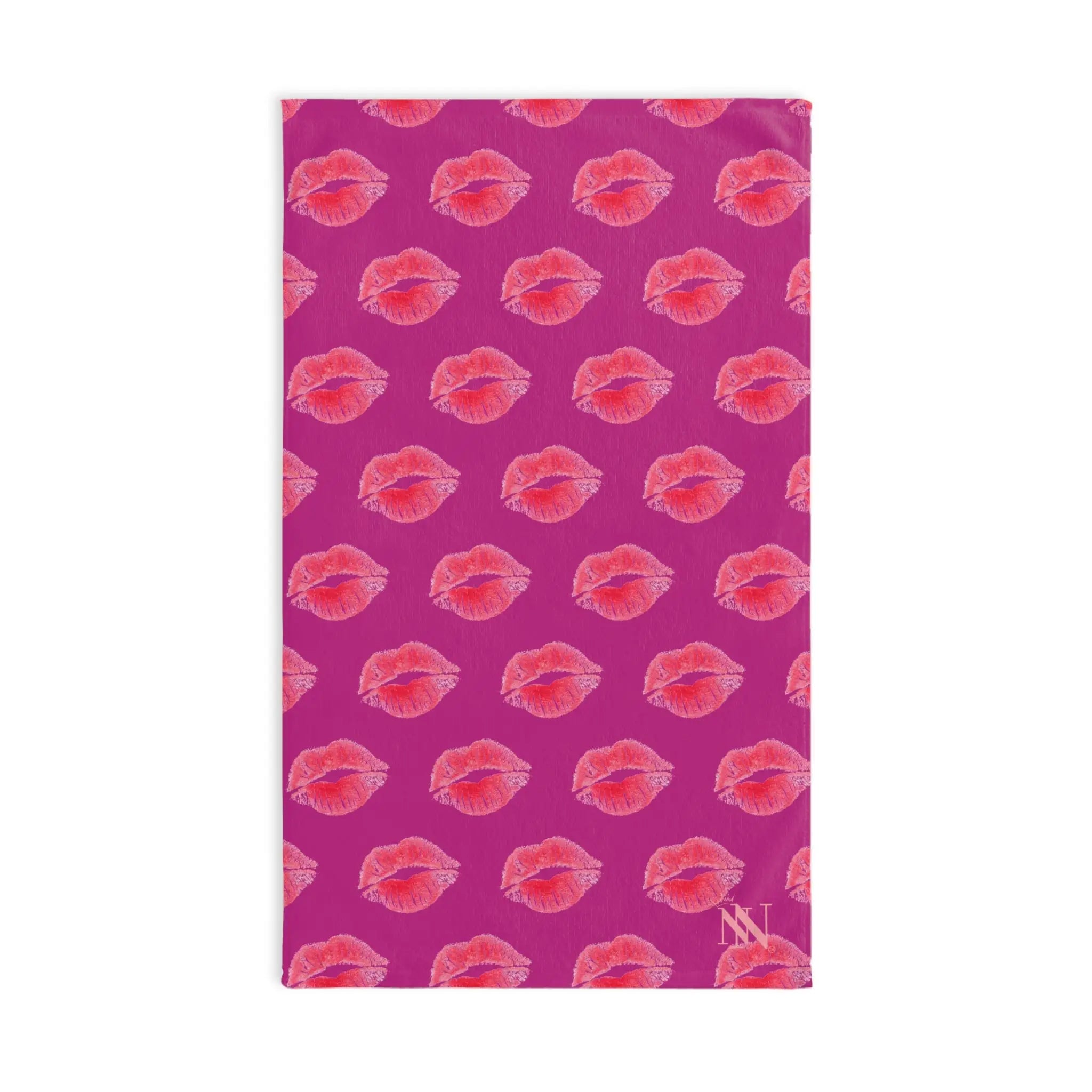 Lips Kiss Mark Pattern Hot Pink Cum Towel