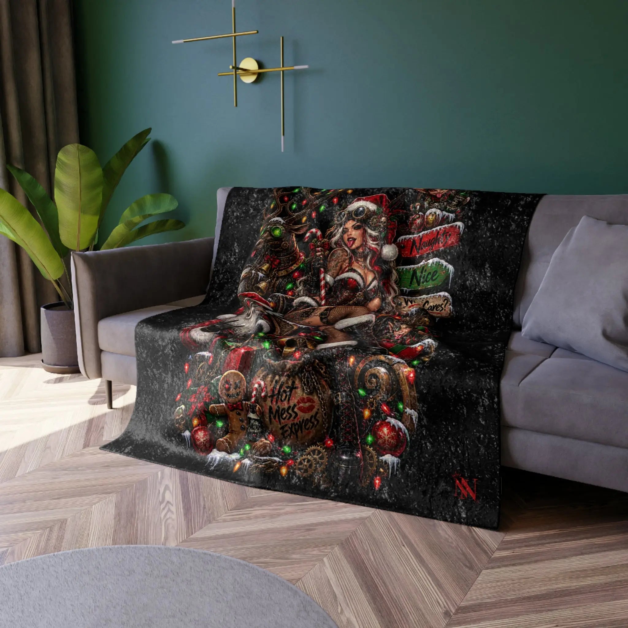 Christmas Wicked Fantasy | Nectar Napkins Fun-Flirty Lovers’ Crushed Velvet Blankets