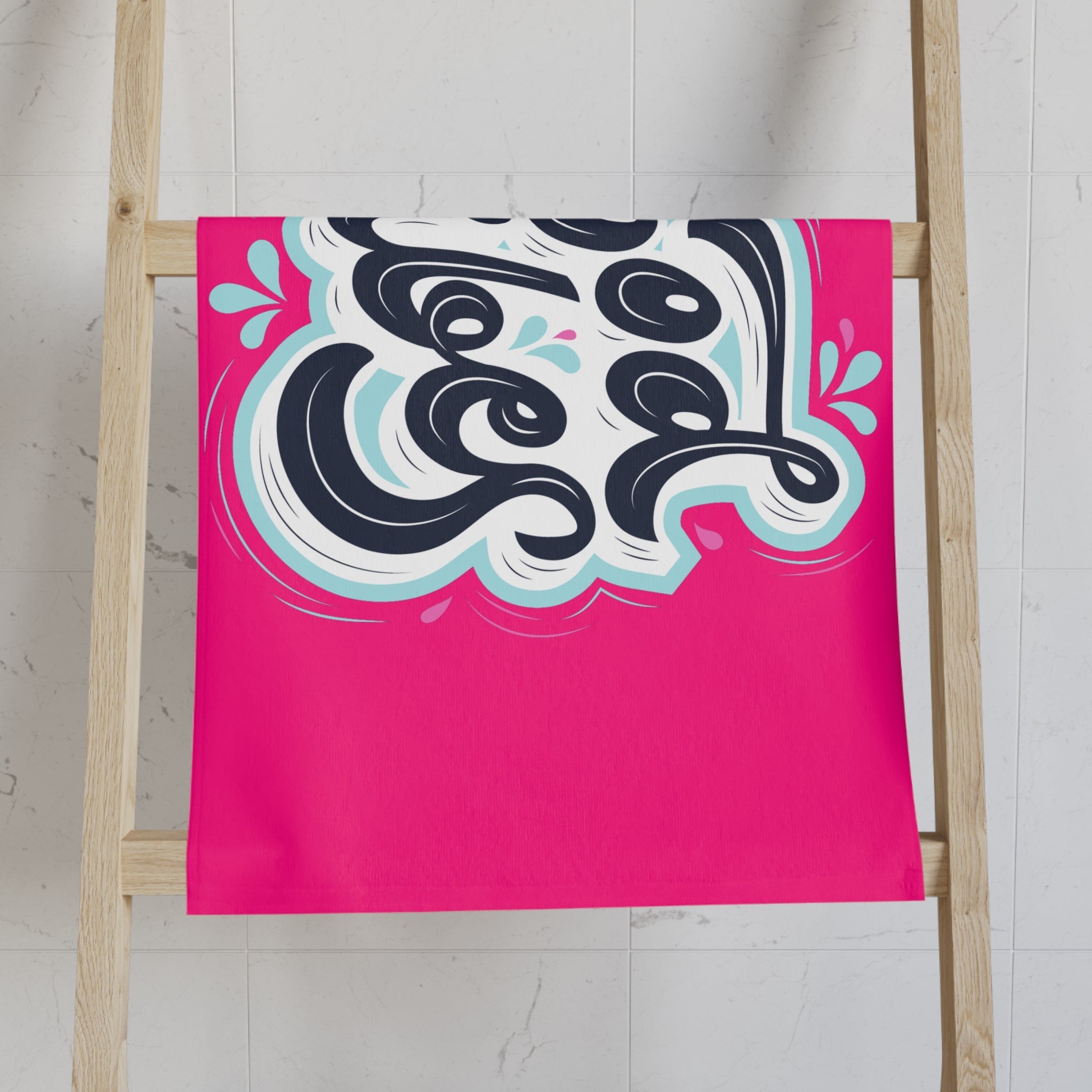 Good Vibes Blue Splash Signature Pink Cum Towel