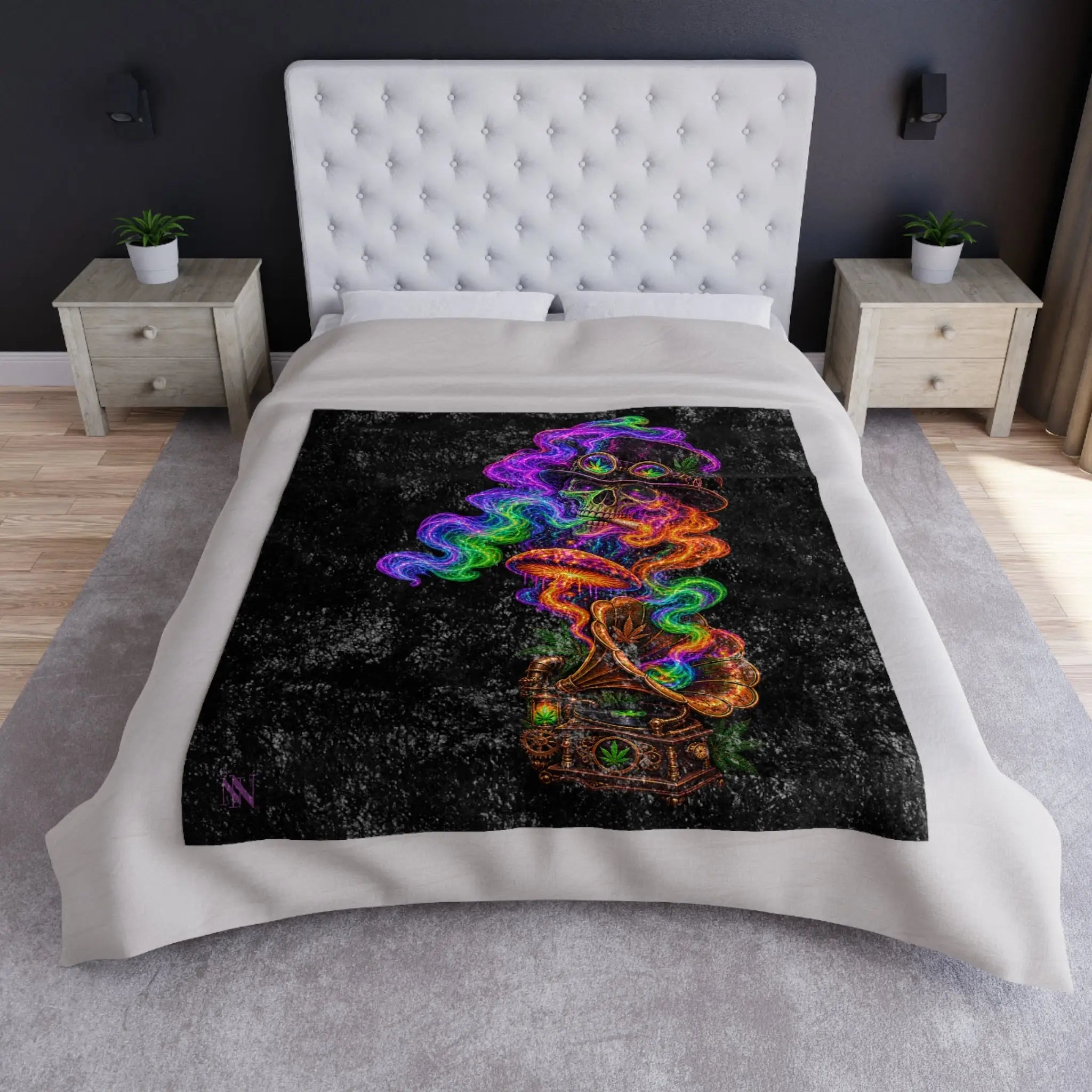 Up In Smoke Phonograph Crushed Velvet Blanket