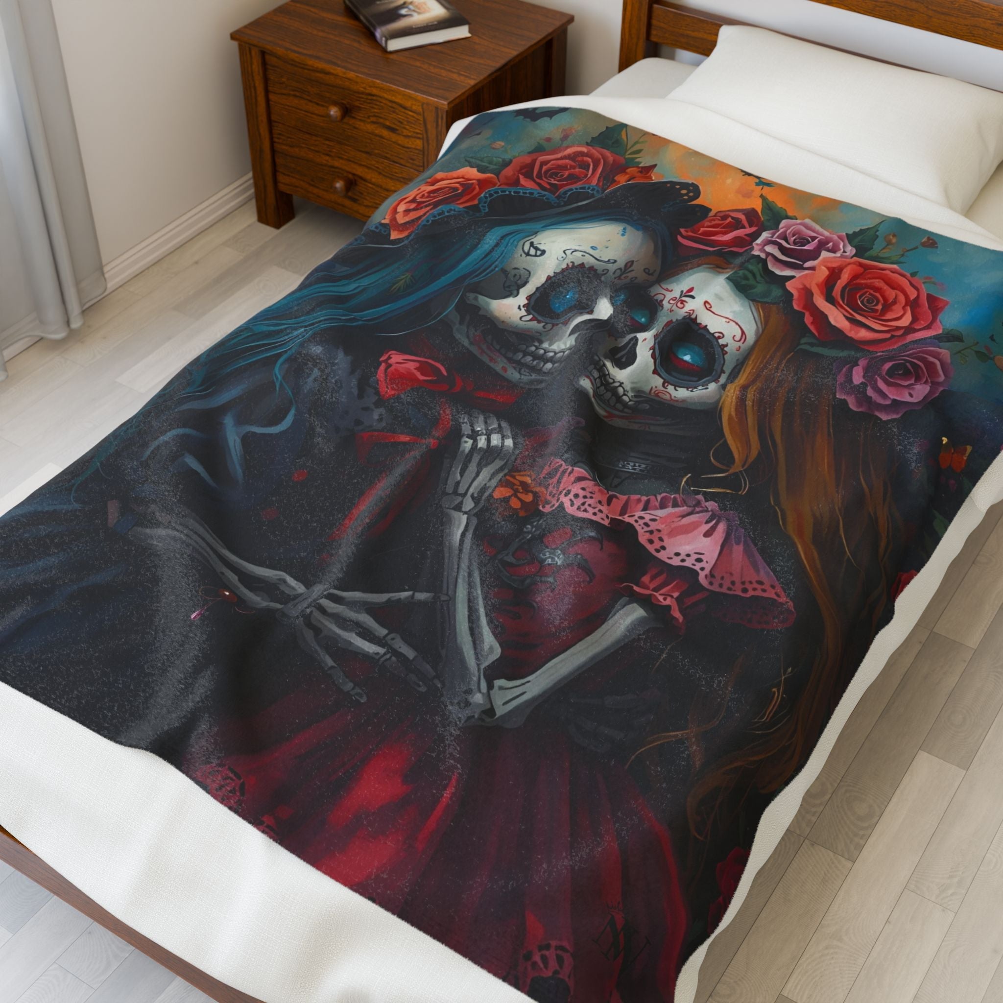 Traditional El Día de los Muertos Dolls | Mix & Match Velveteen Fun-Flirty Lovers’ Blankets