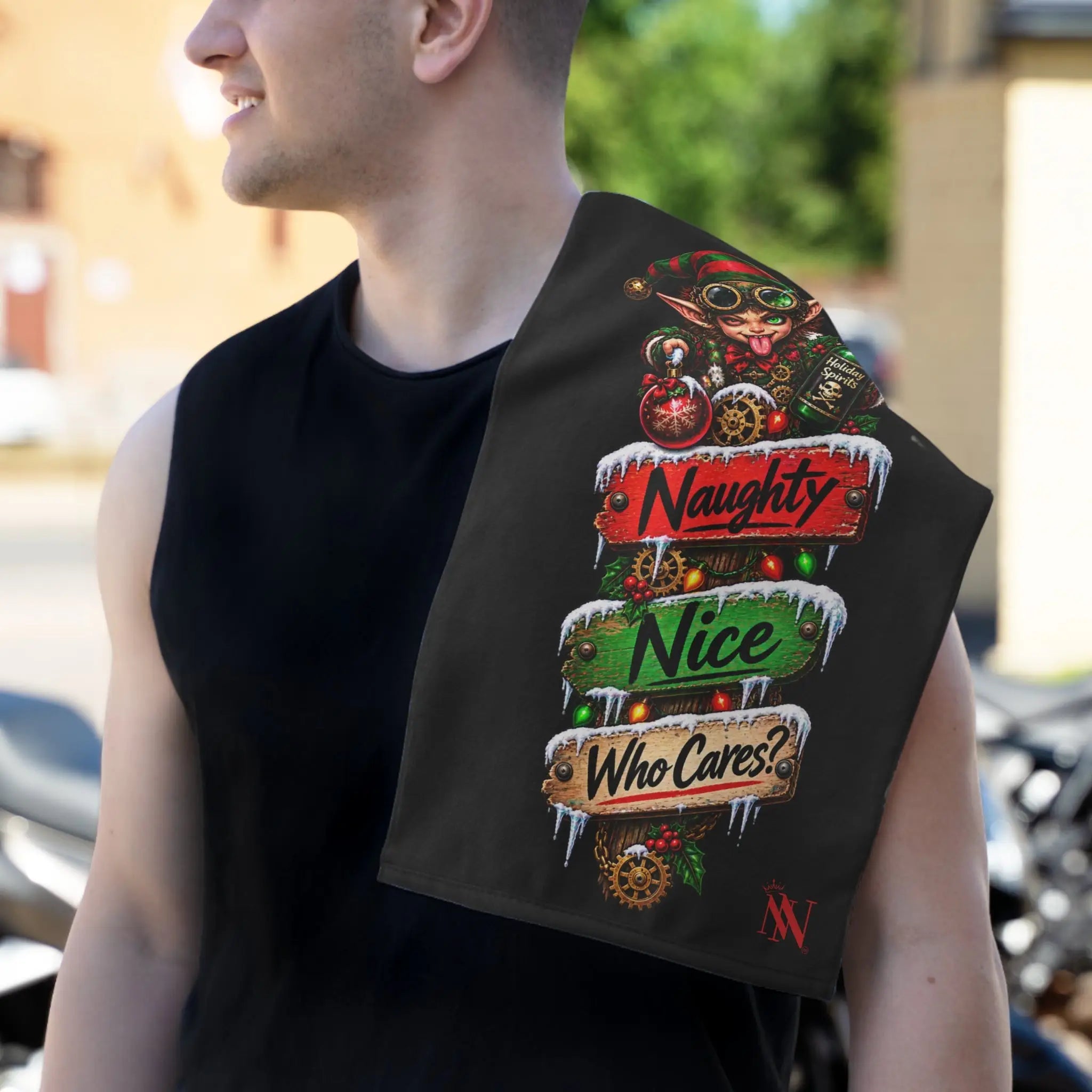 Naughty Nice Who Cares? Christmas | Nectar Napkins Fun-Flirty Lovers’ Towels