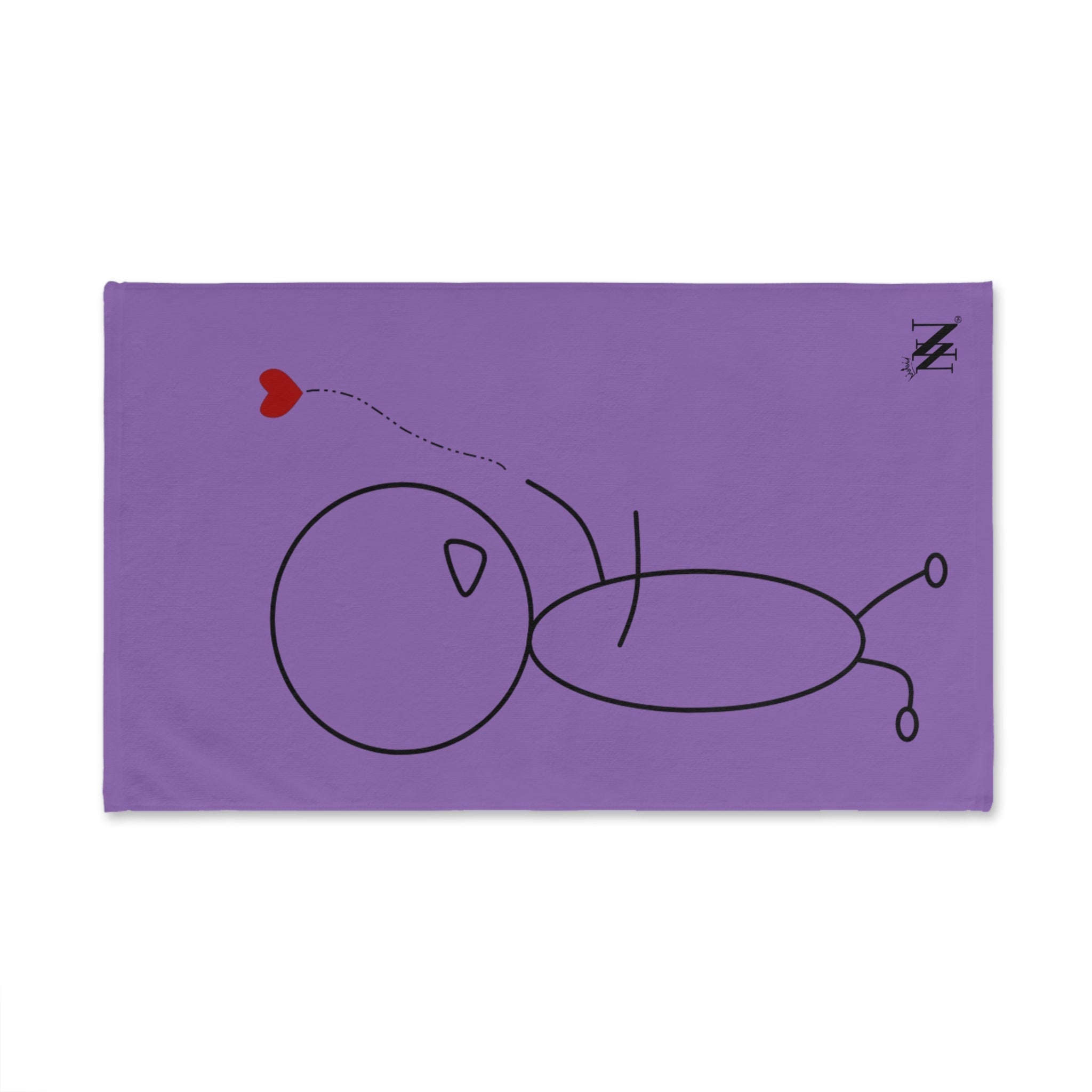 Stick Man Heart Balloon Light Purple Cum Towel