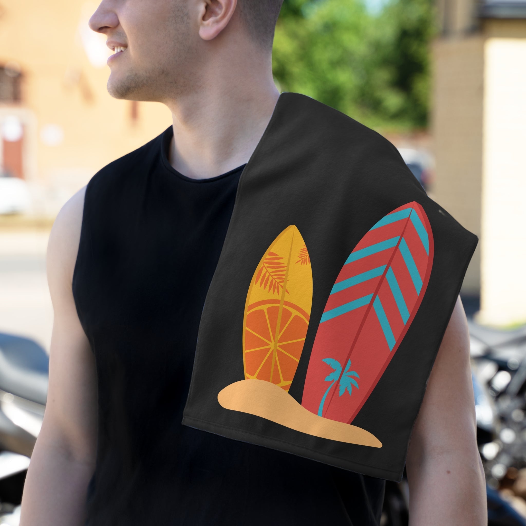 Twin Surfboards Black | Mix & Match Soft Fun-Flirty Lovers’ Towels