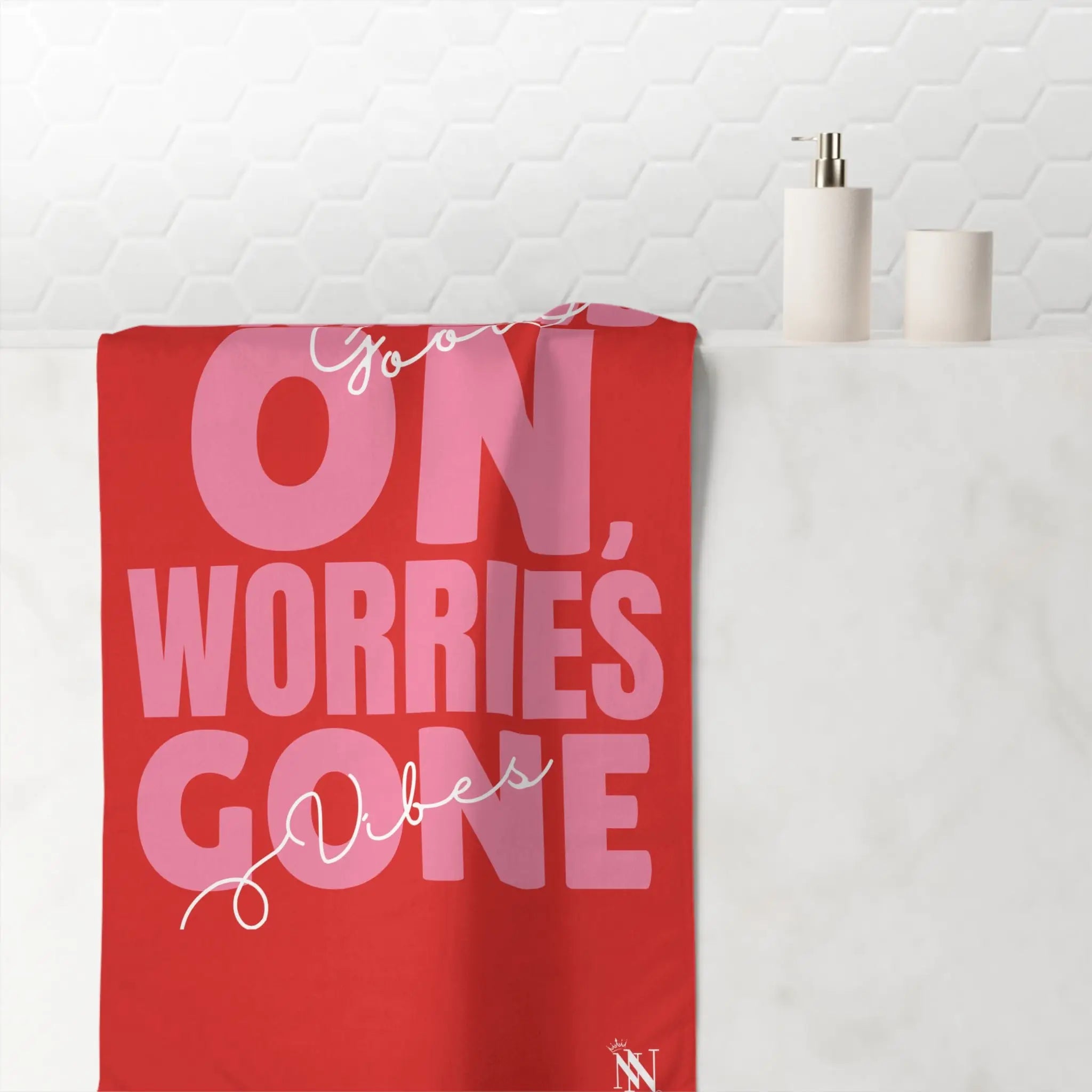 Smiles On Worries Gone Good Vibes | Mix & Match XL Fun-Flirty Lovers’ Towels