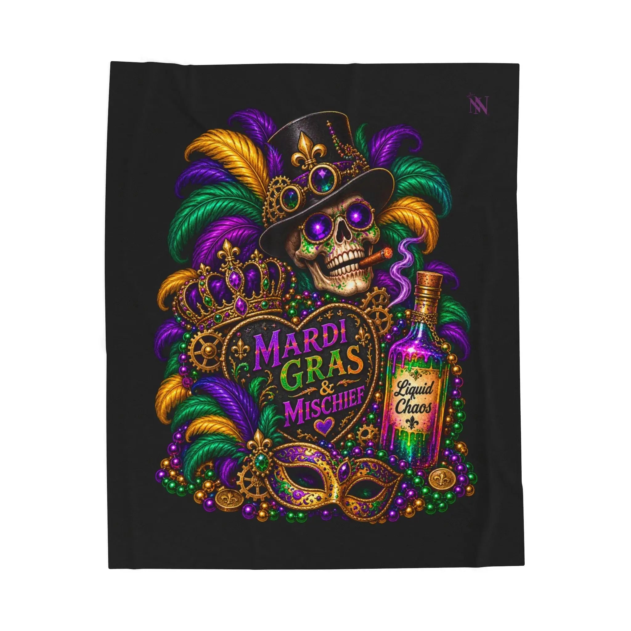 Mardi Gras & Mischief Skull Lovers’ Blanket