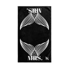 Mrs. Mrs. Mermaid Shareable Sides Black | Mix & Match Classic Fun-Flirty Lovers’ Towels