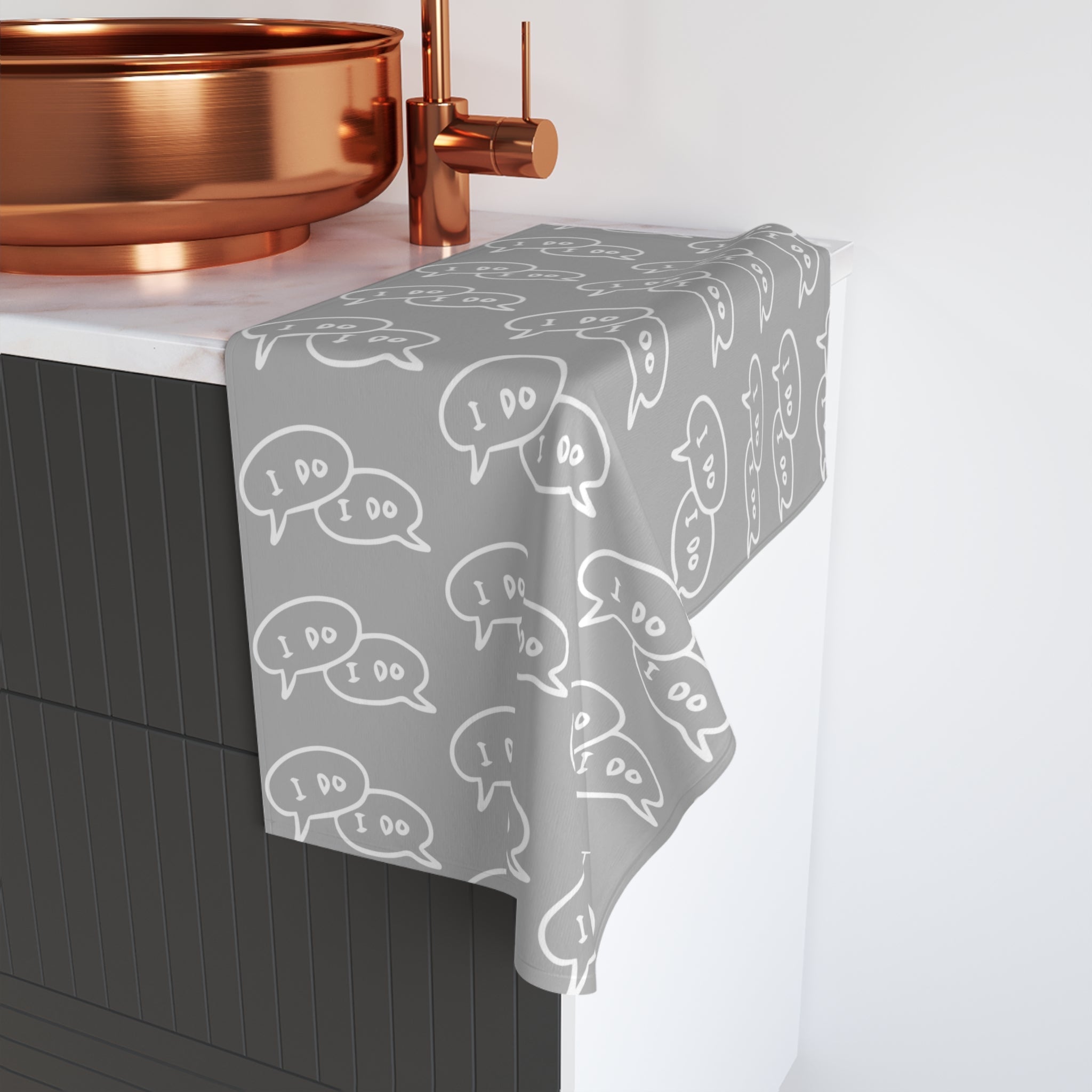 I Do I Do! Pattern Light Grey | Mix & Match Original Fun-Flirty Lovers’ Towels