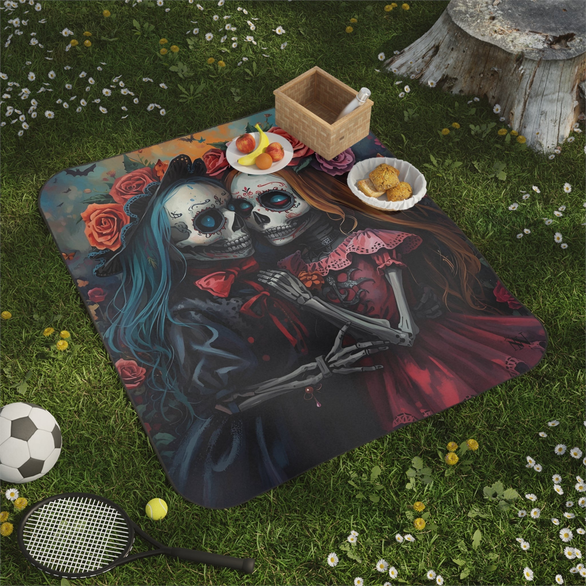 Traditional El Día de los Muertos Dolls | Mix Match Fun-Flirty Lovers’ Water-Resistant Blankets