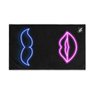 Her Lips His Mustache Neon Shareable | Mix & Match Classic Fun-Flirty Lovers’ Towels