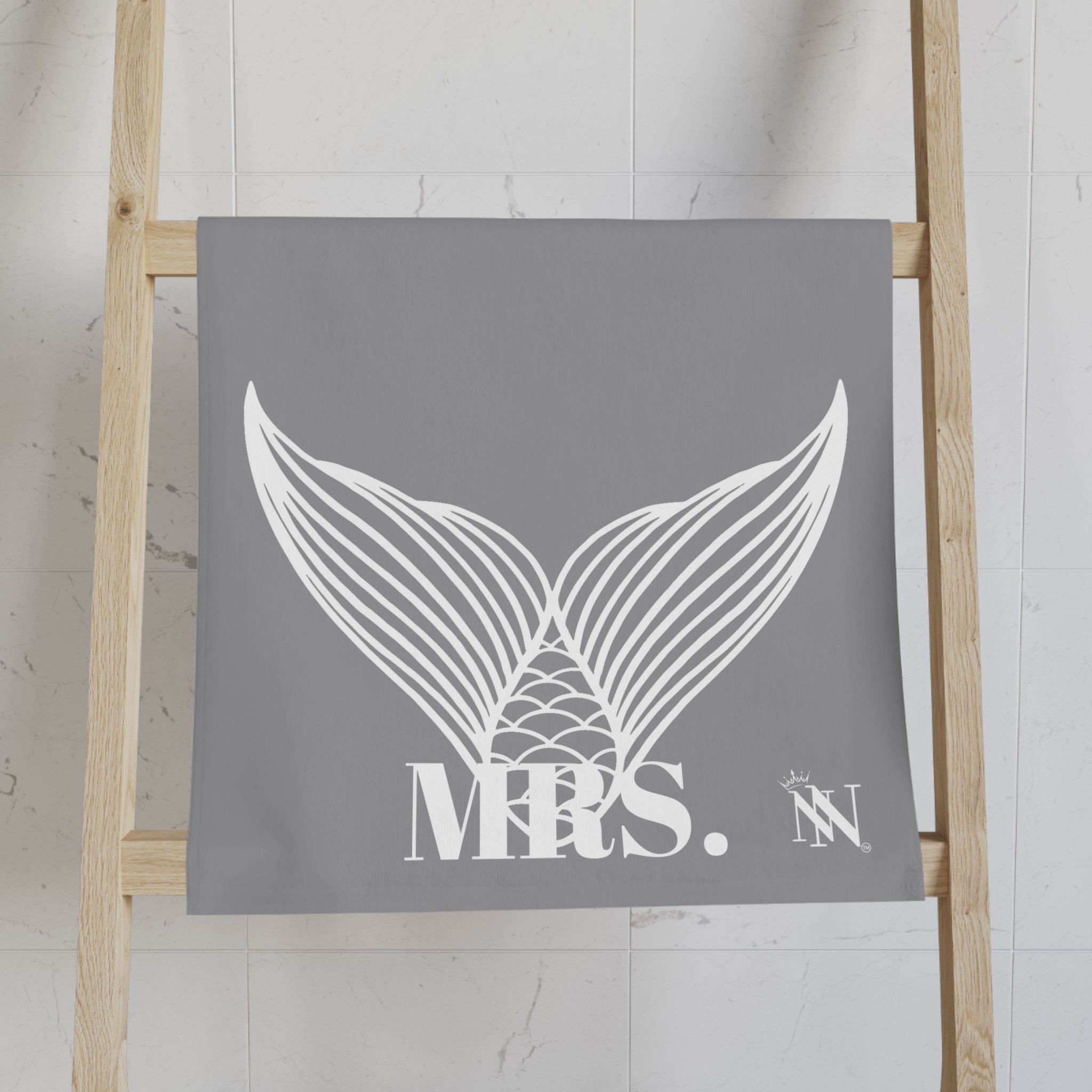 Mrs. Mrs. Mermaid Shareable Sides Grey Cum Towel