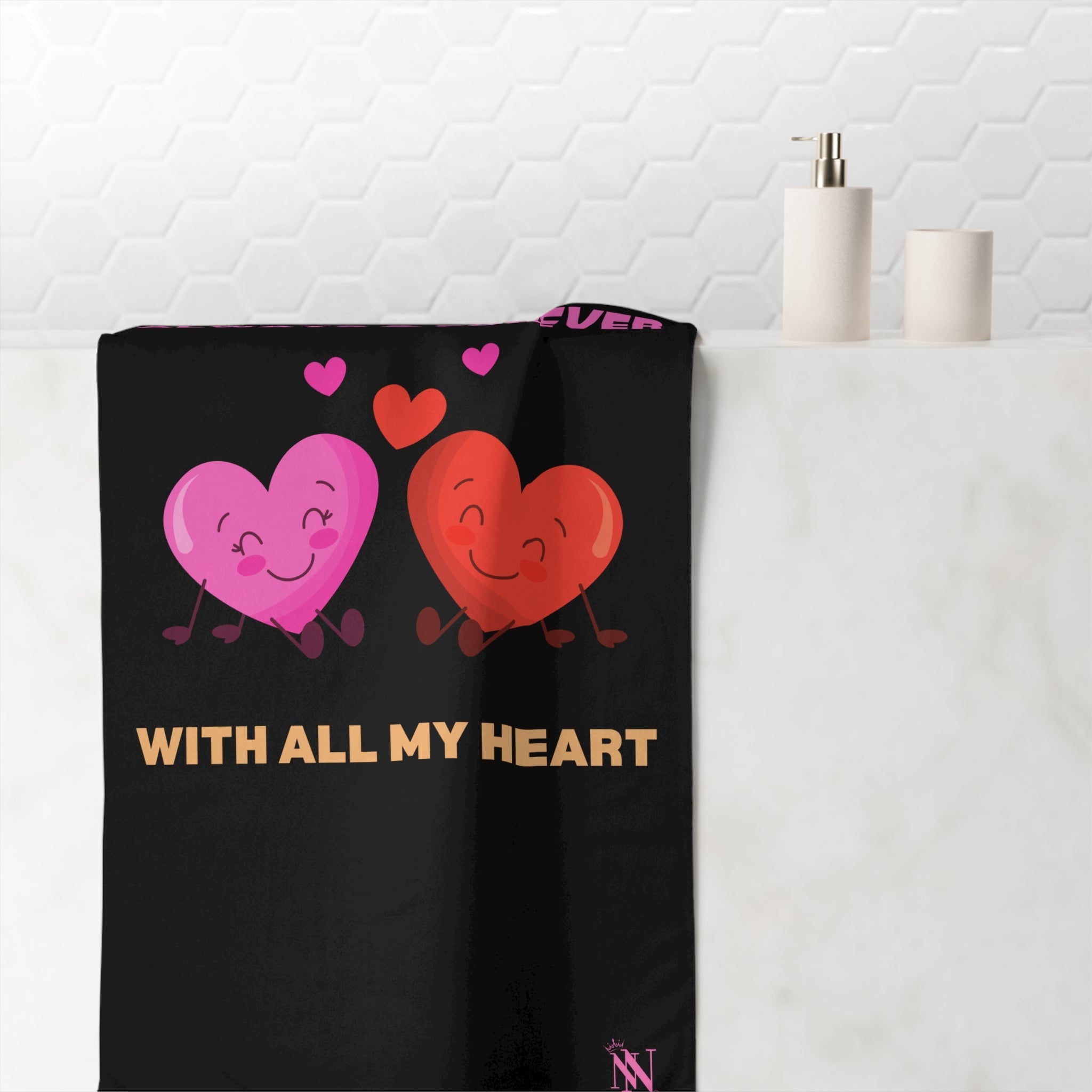 With All My Heart | Mix & Match XL Fun-Flirty Lovers’ Towels