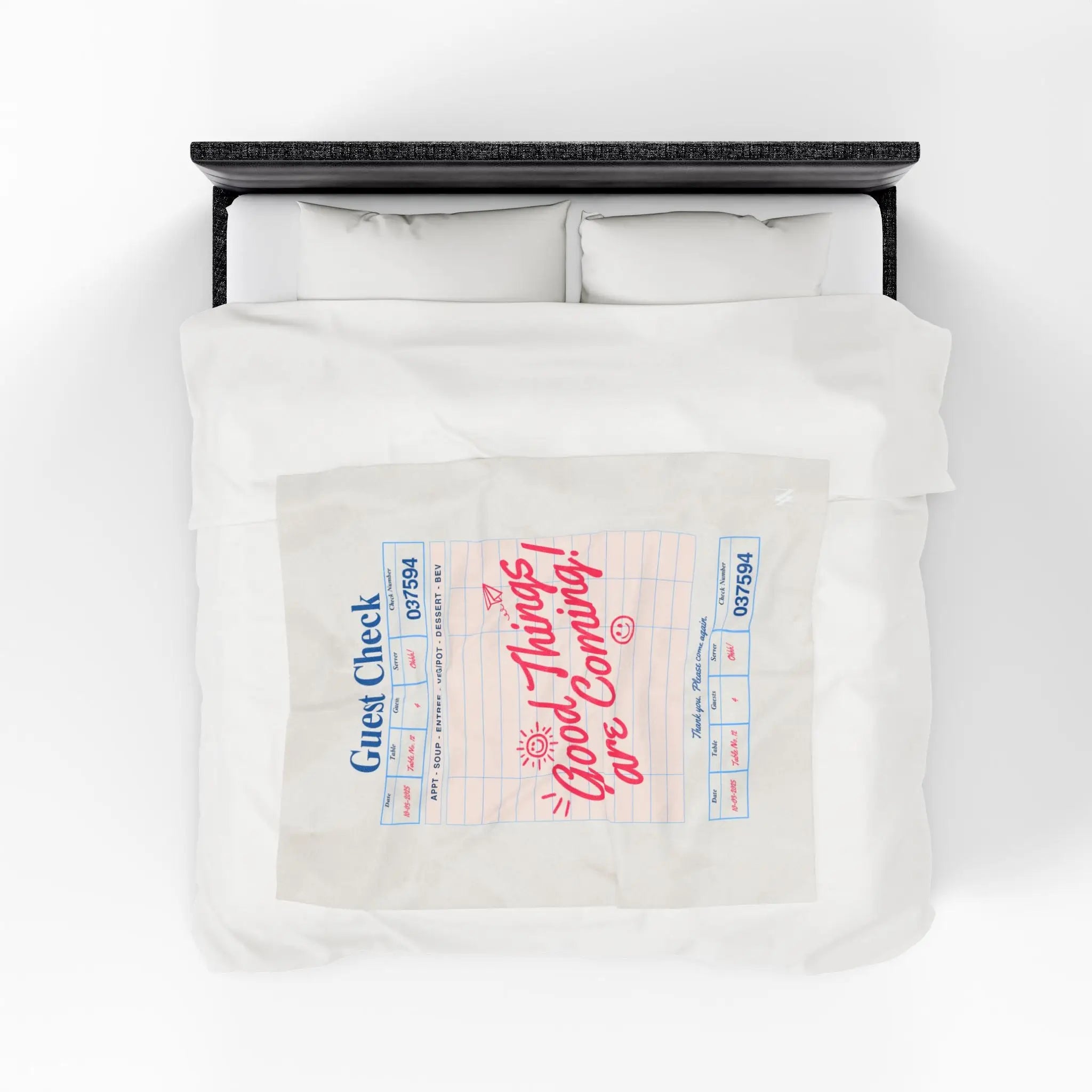 Good Things Are Coming Guest Check | Mix & Match Velveteen Fun-Flirty Lovers’ Blankets